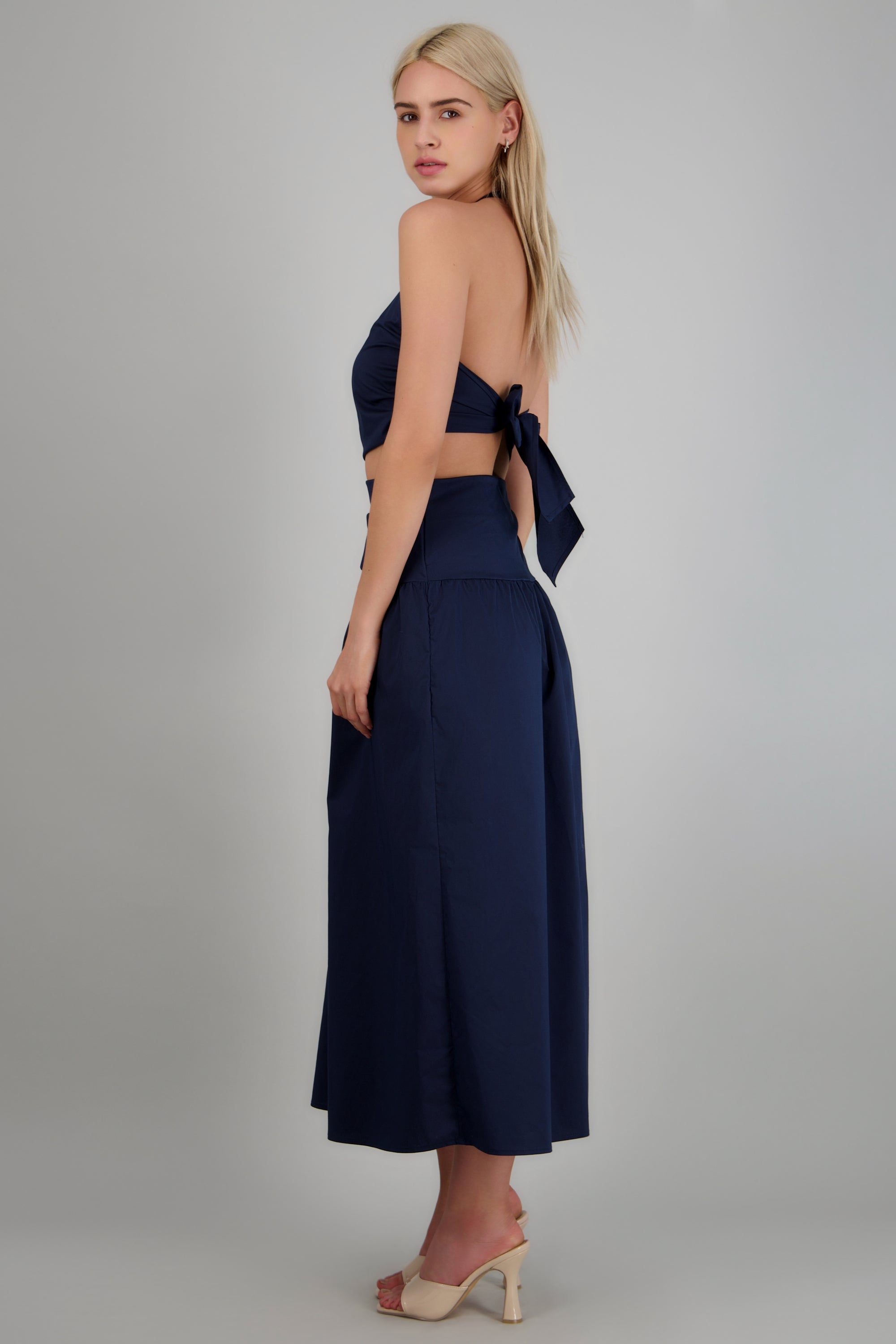 Vestido maxi sin mangas escote asimetrico MARINO