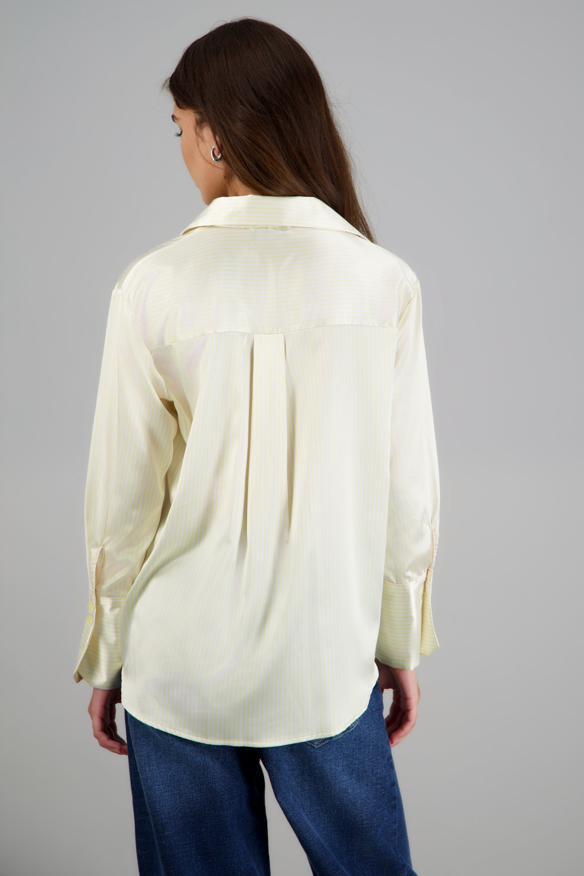 Blusa satin rayas HUESO COMBO