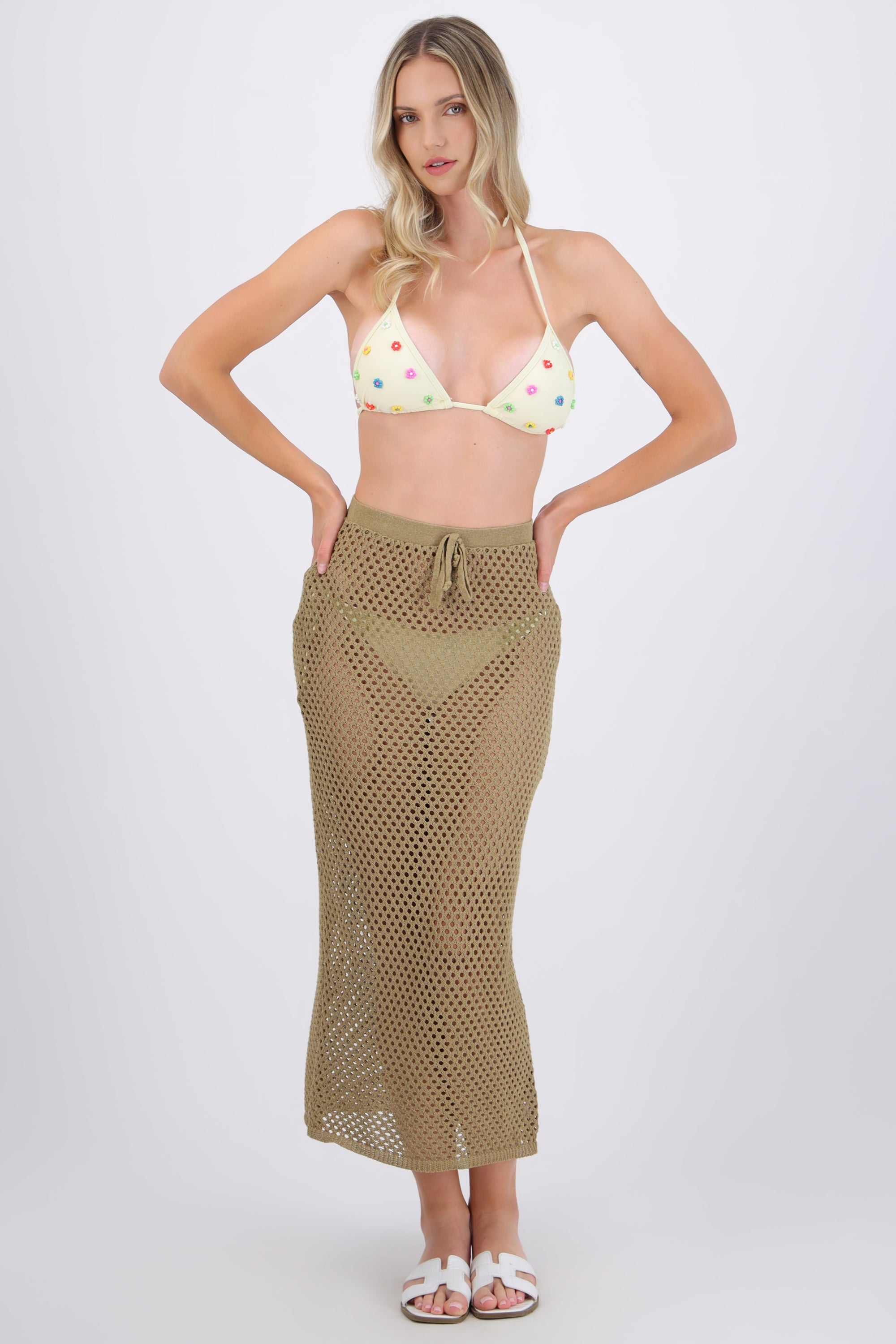 Falda maxi tejida
