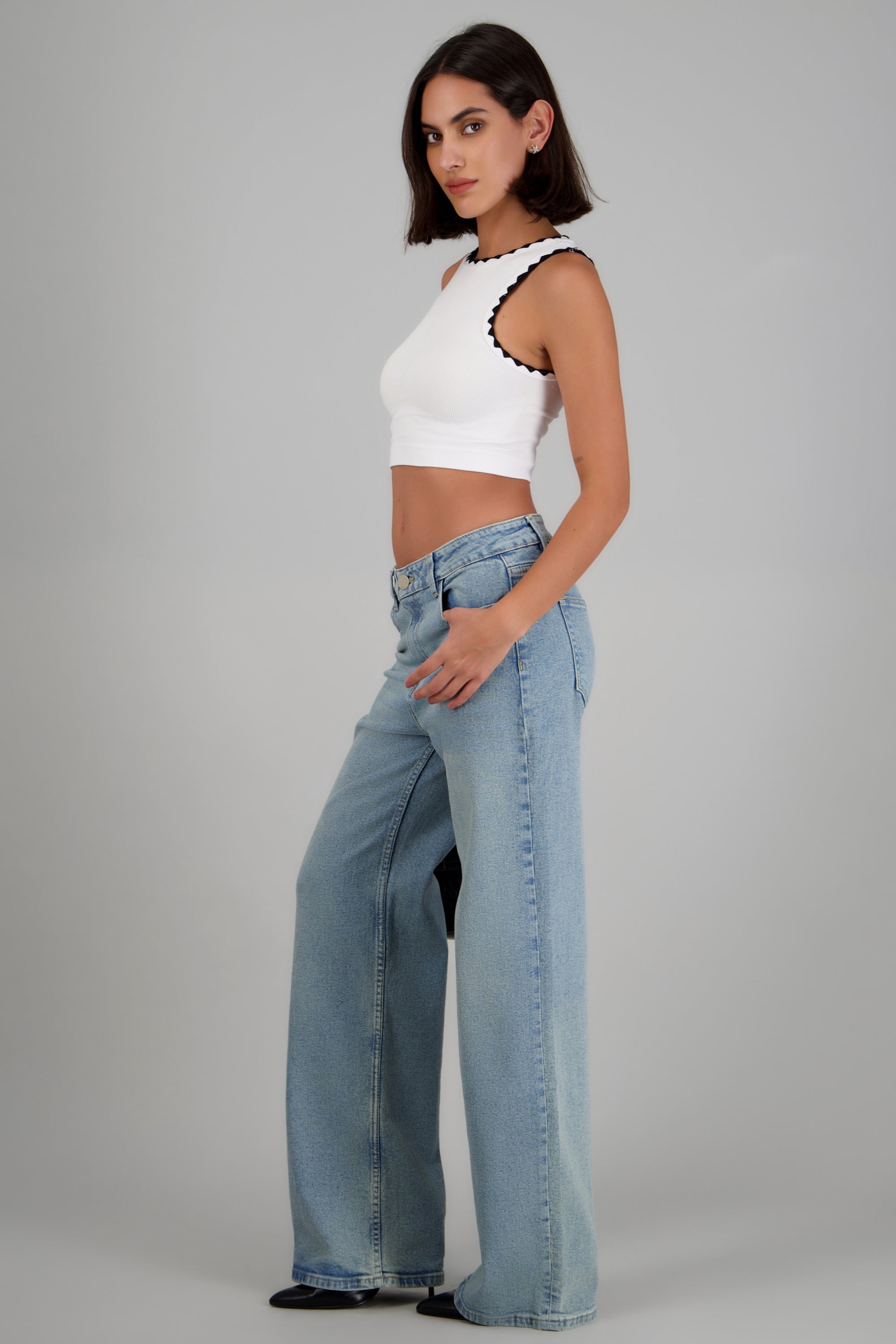 Jeans wide leg amplios LIGHT WASH