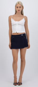 Skort cruzado denim