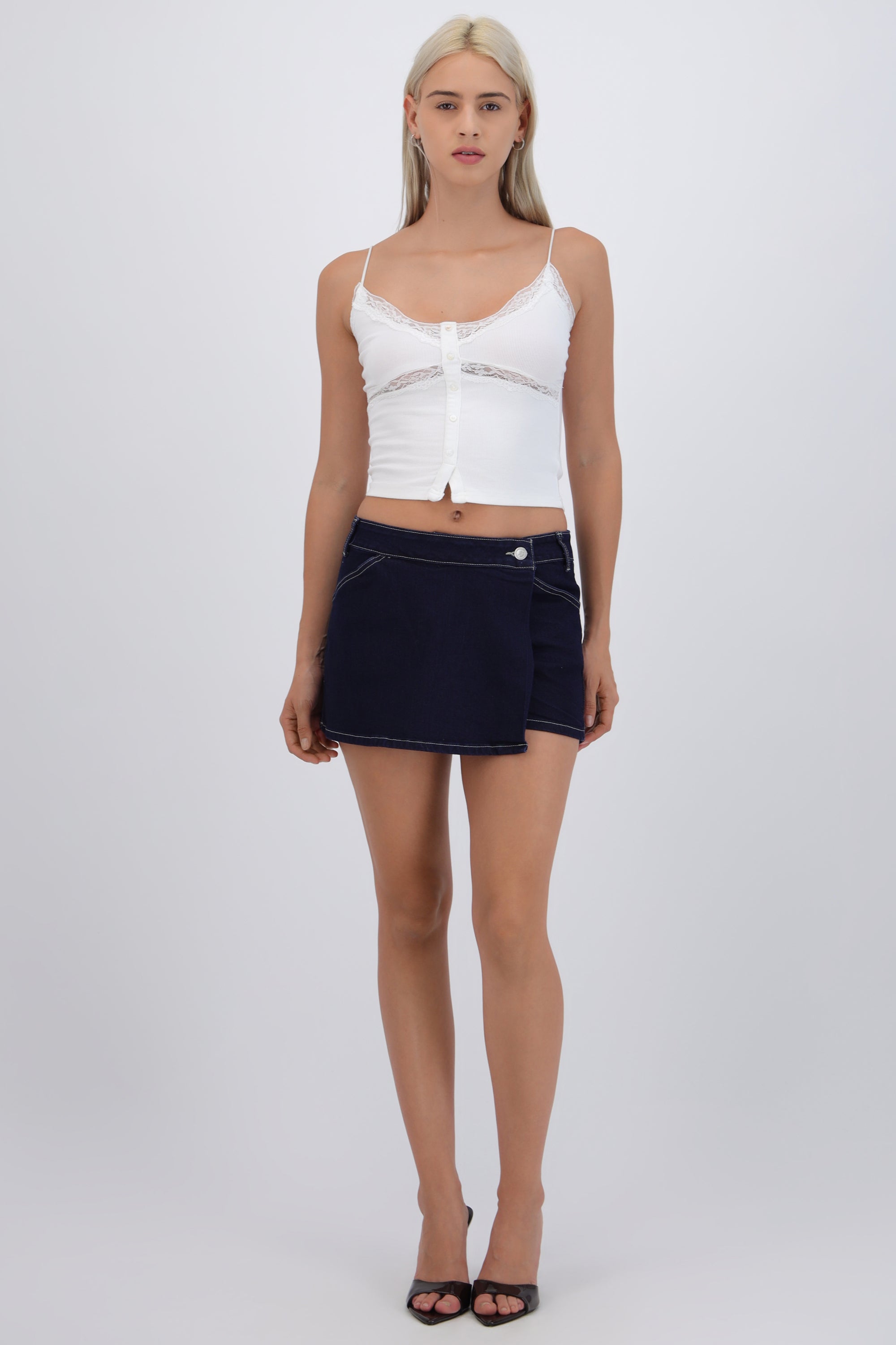 Skort cruzado denim