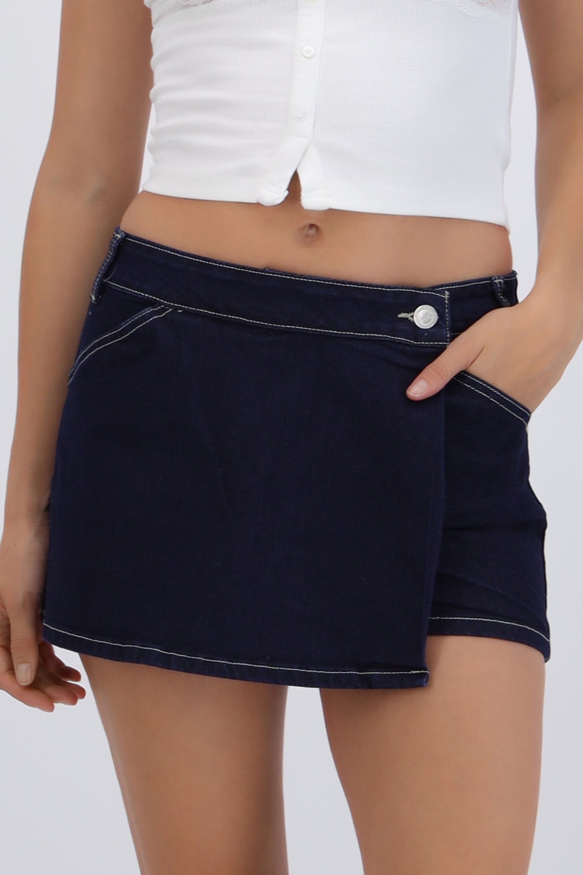 Skort cruzado denim