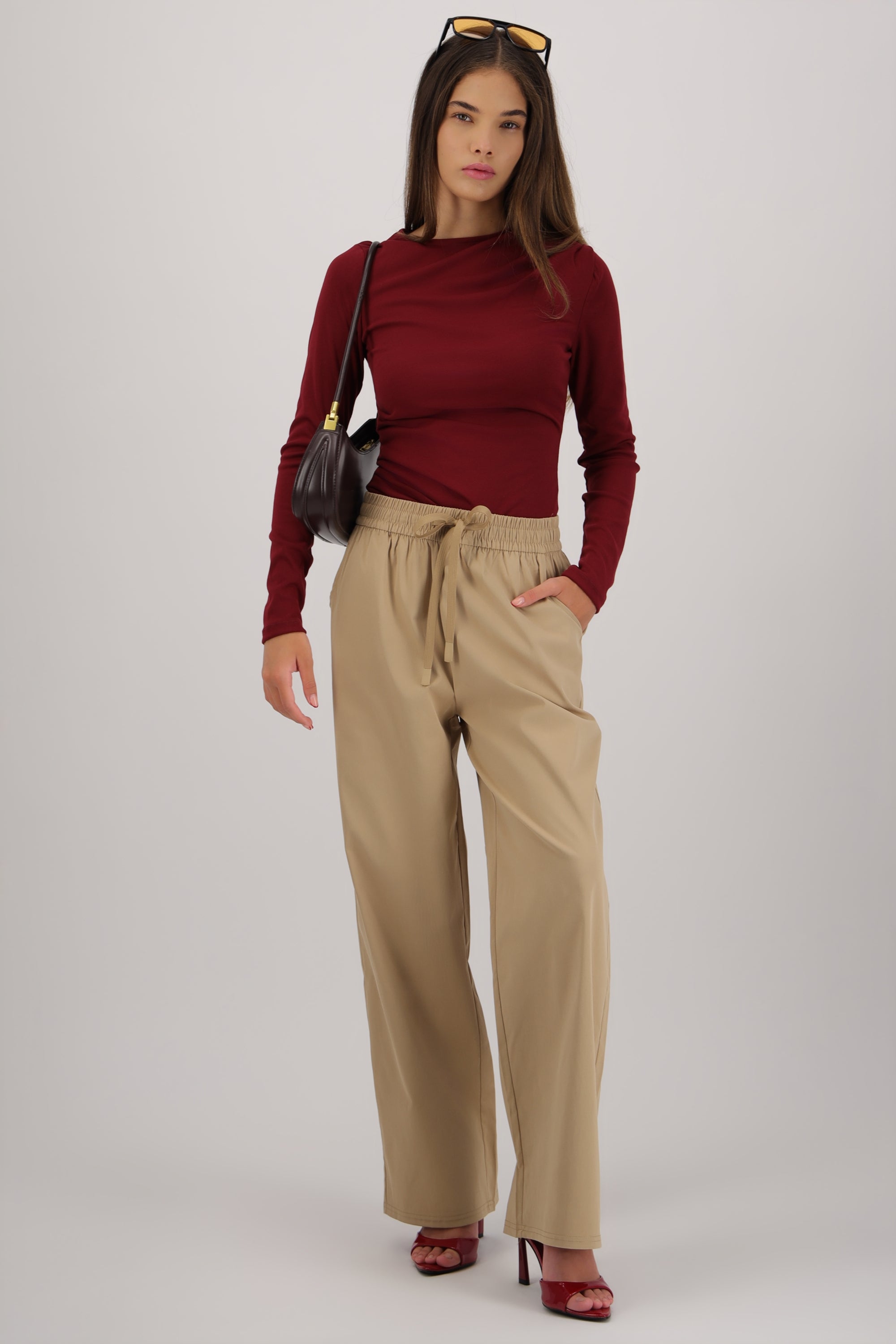 Pantalon straight jareta resorte KHAKI