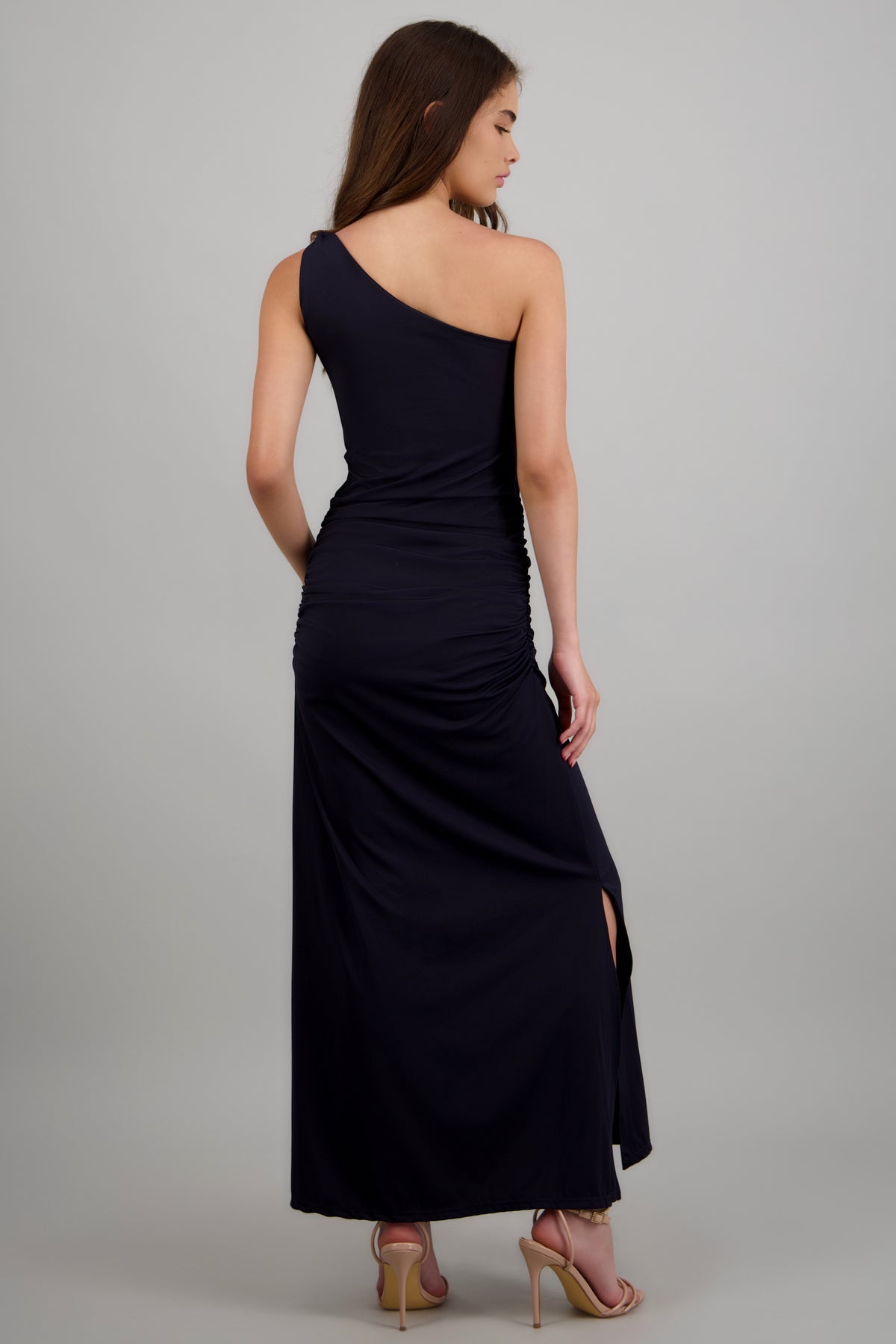 Vestido maxi detalle argolla hombro MARINO