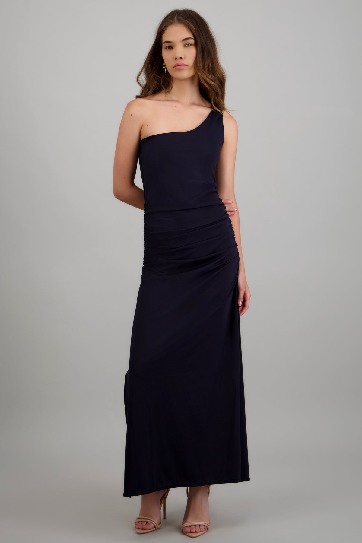 Vestido maxi detalle argolla hombro MARINO