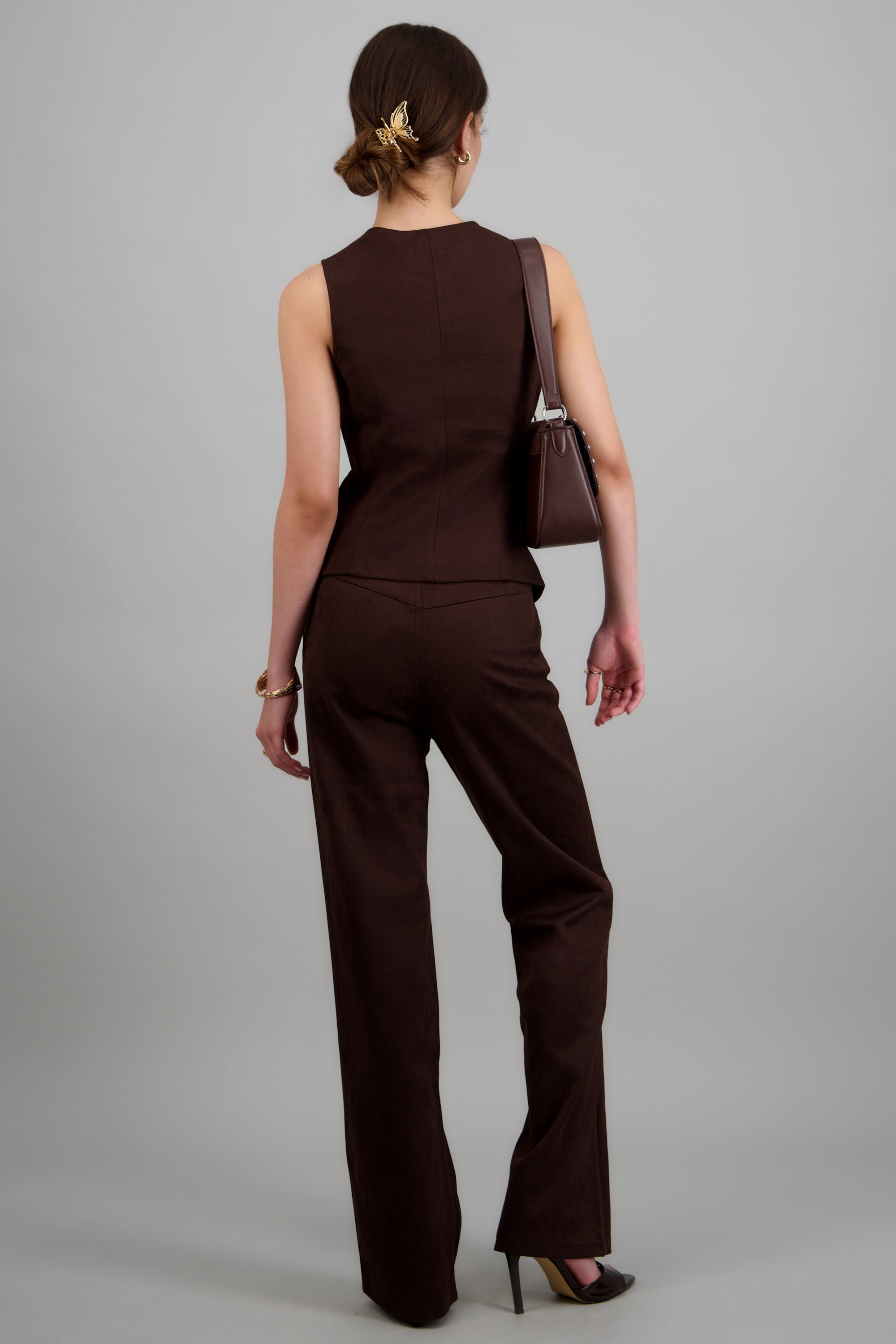 Pantalon suede basico CHOCOLATE