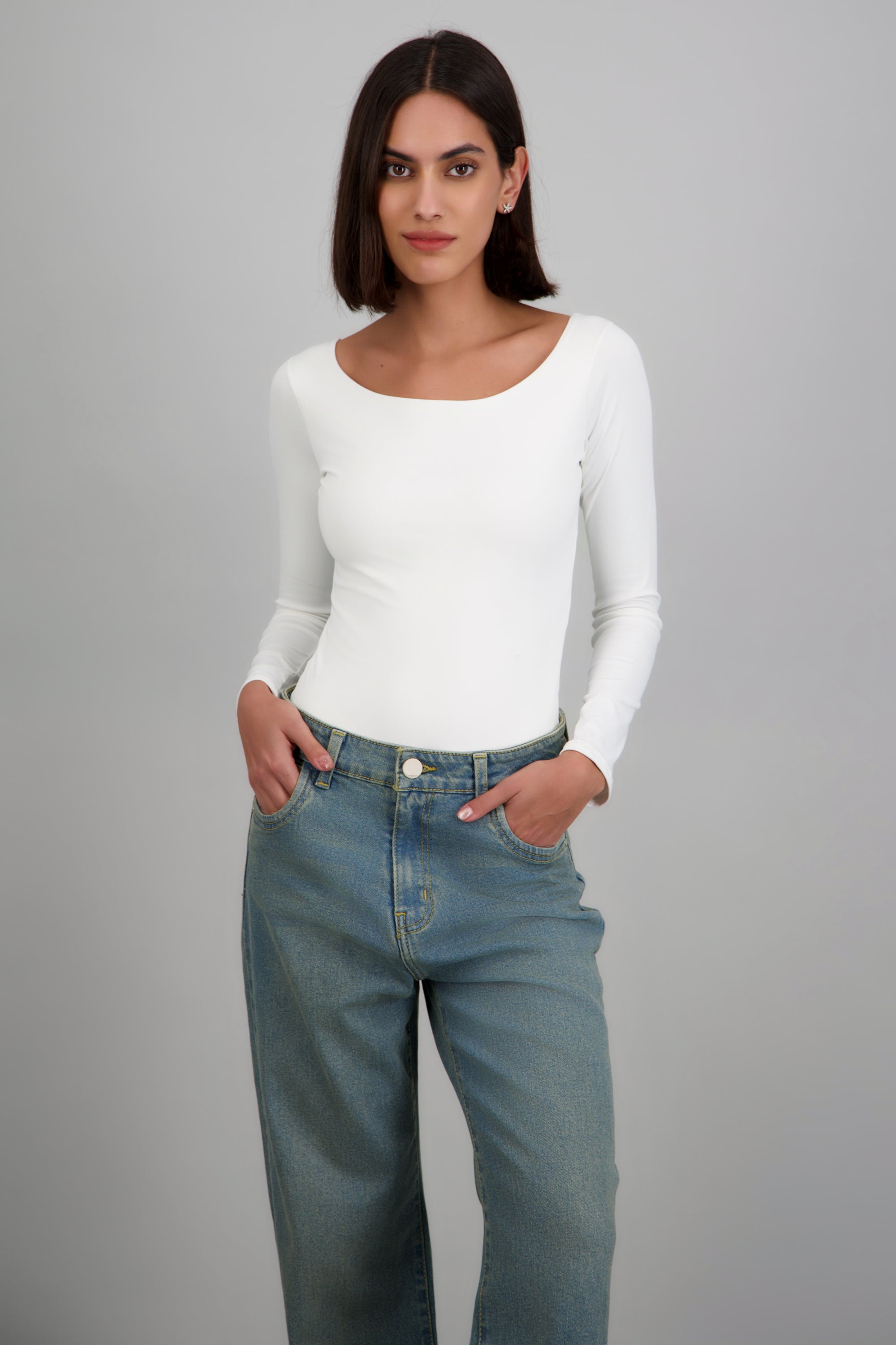 Bodysuit liso escote redondo BLANCO