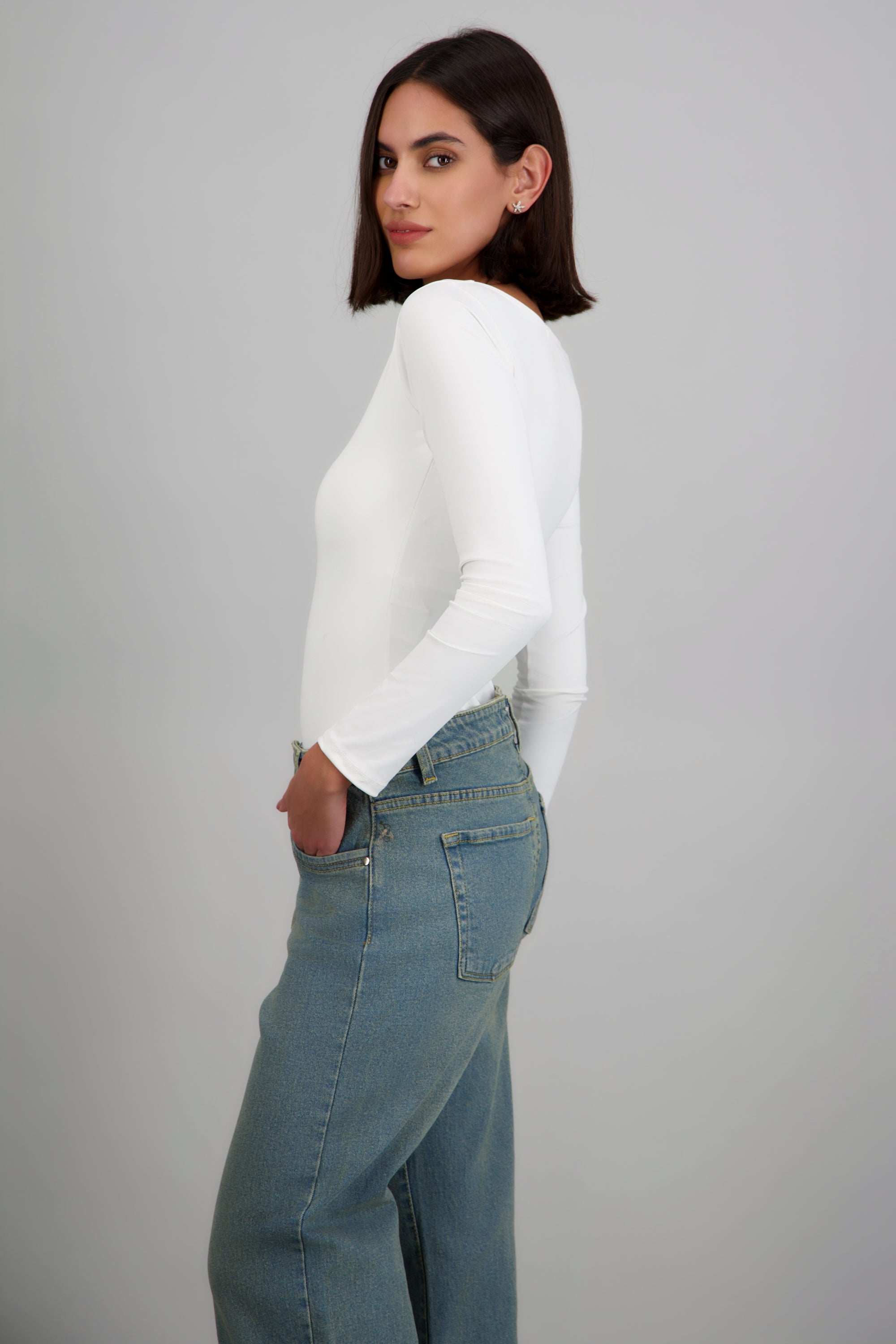 Bodysuit liso escote redondo BLANCO