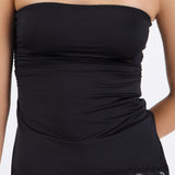 Top satin liso detalle encaje
