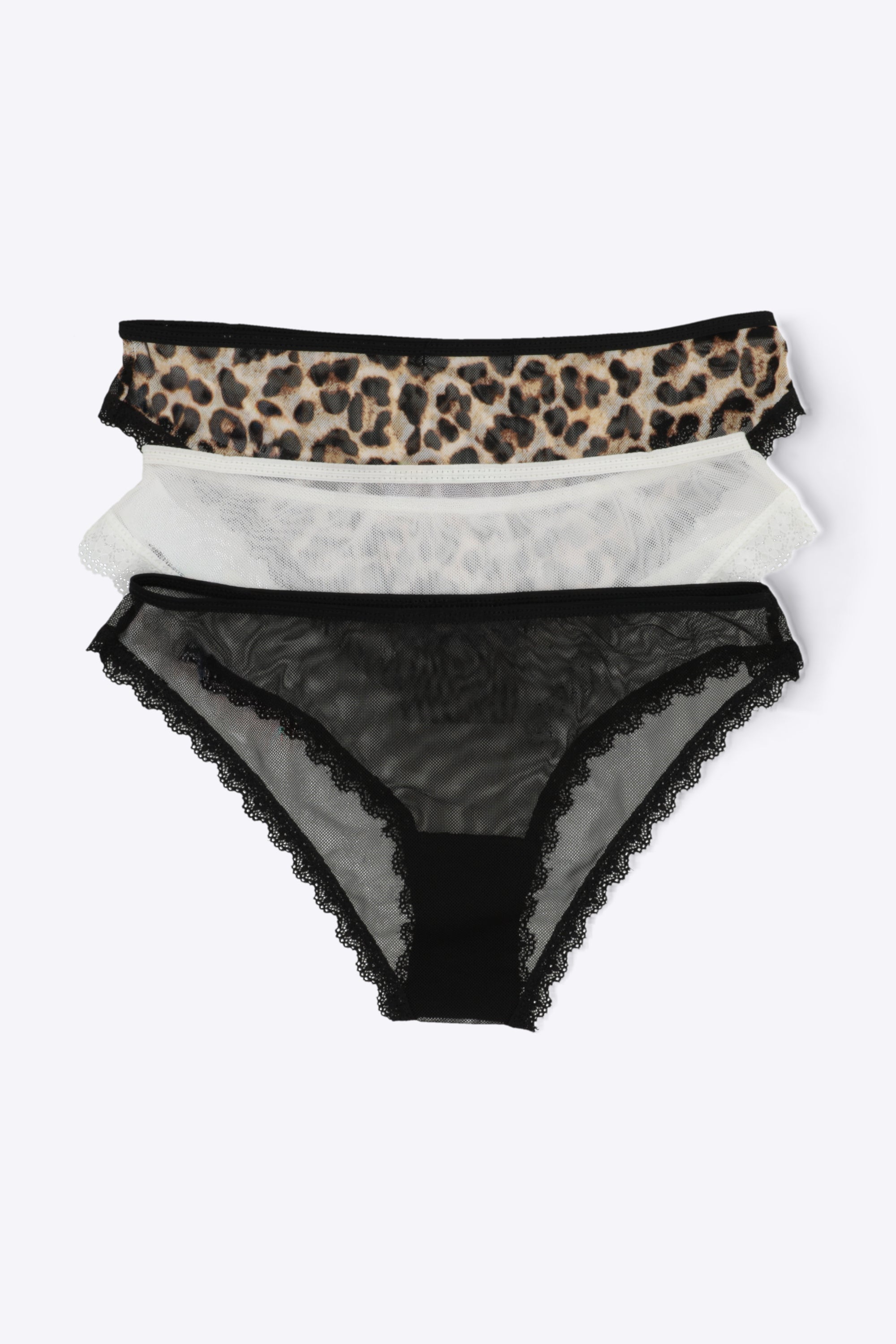 Tripack bikini mesh estampado