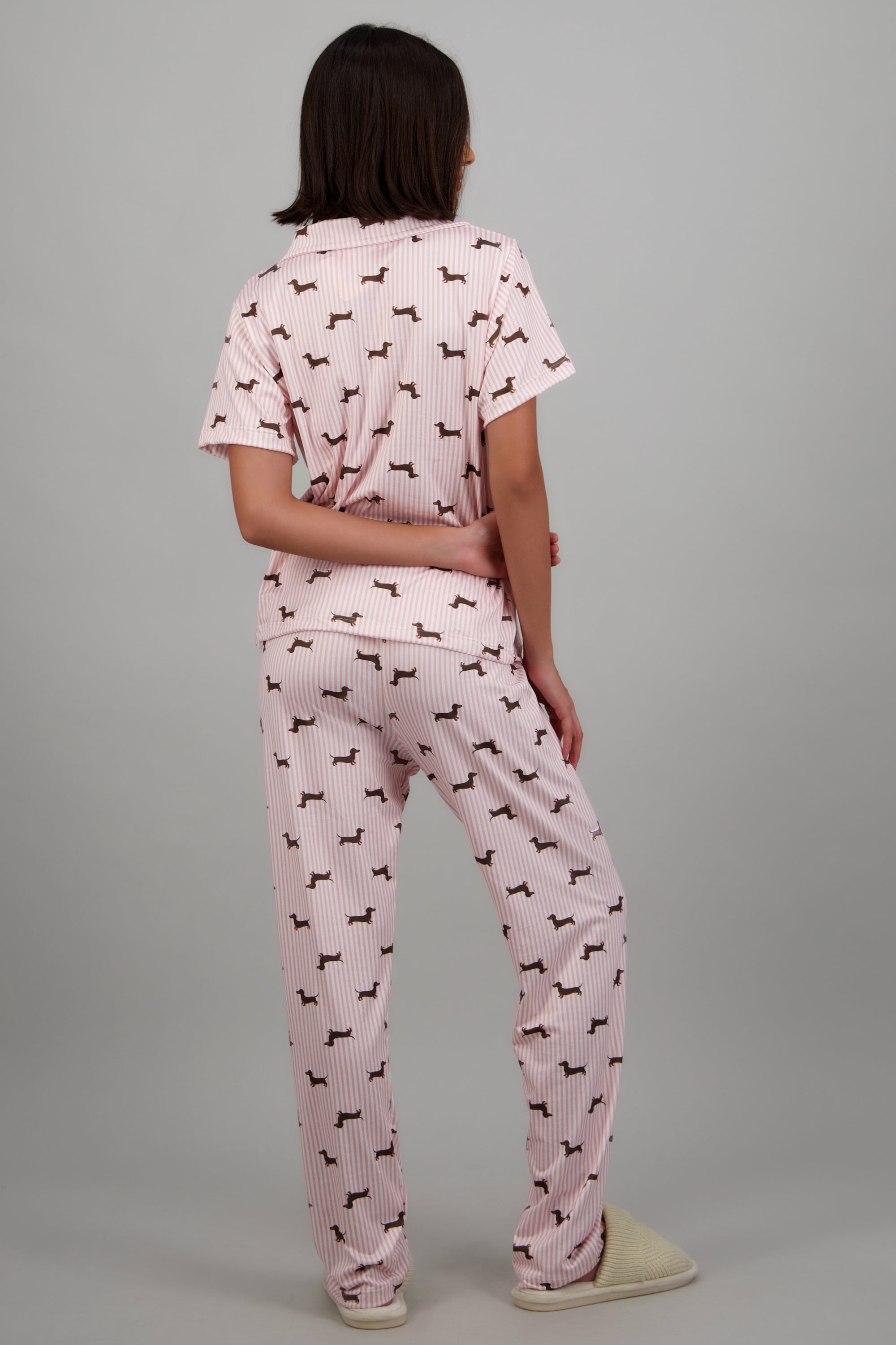 Pijama estampado perritos pantalón ROSA COMBO