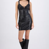 Vestido mini efecto piel