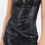Vestido mini efecto piel