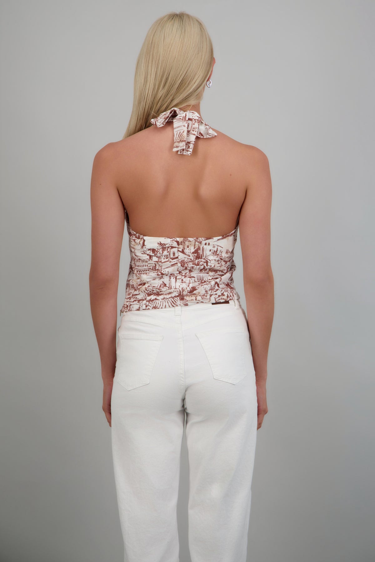 Top halter estampado BLANCO COMBO