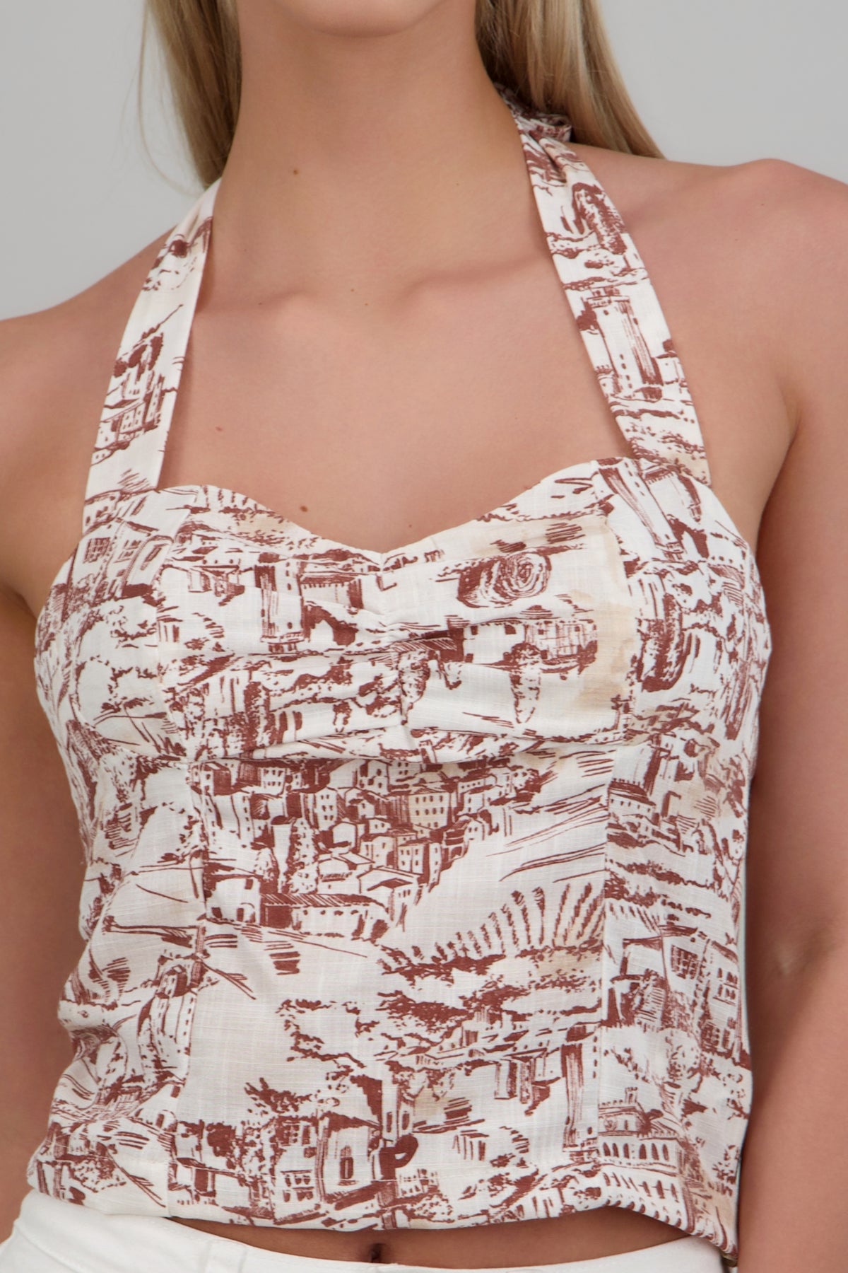 Top halter estampado BLANCO COMBO