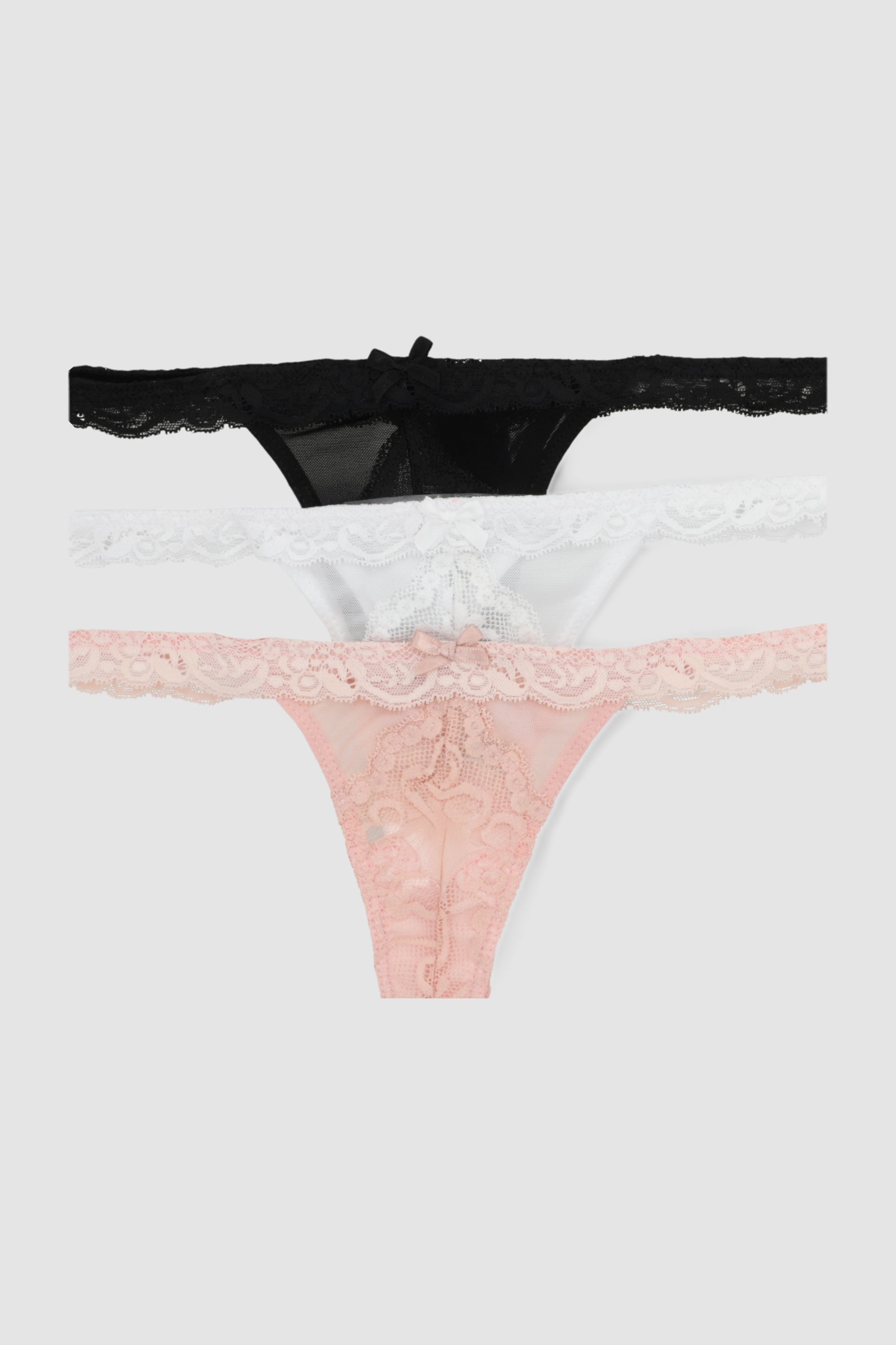 Tripack tanga mesh encaje NEGRO COMBO