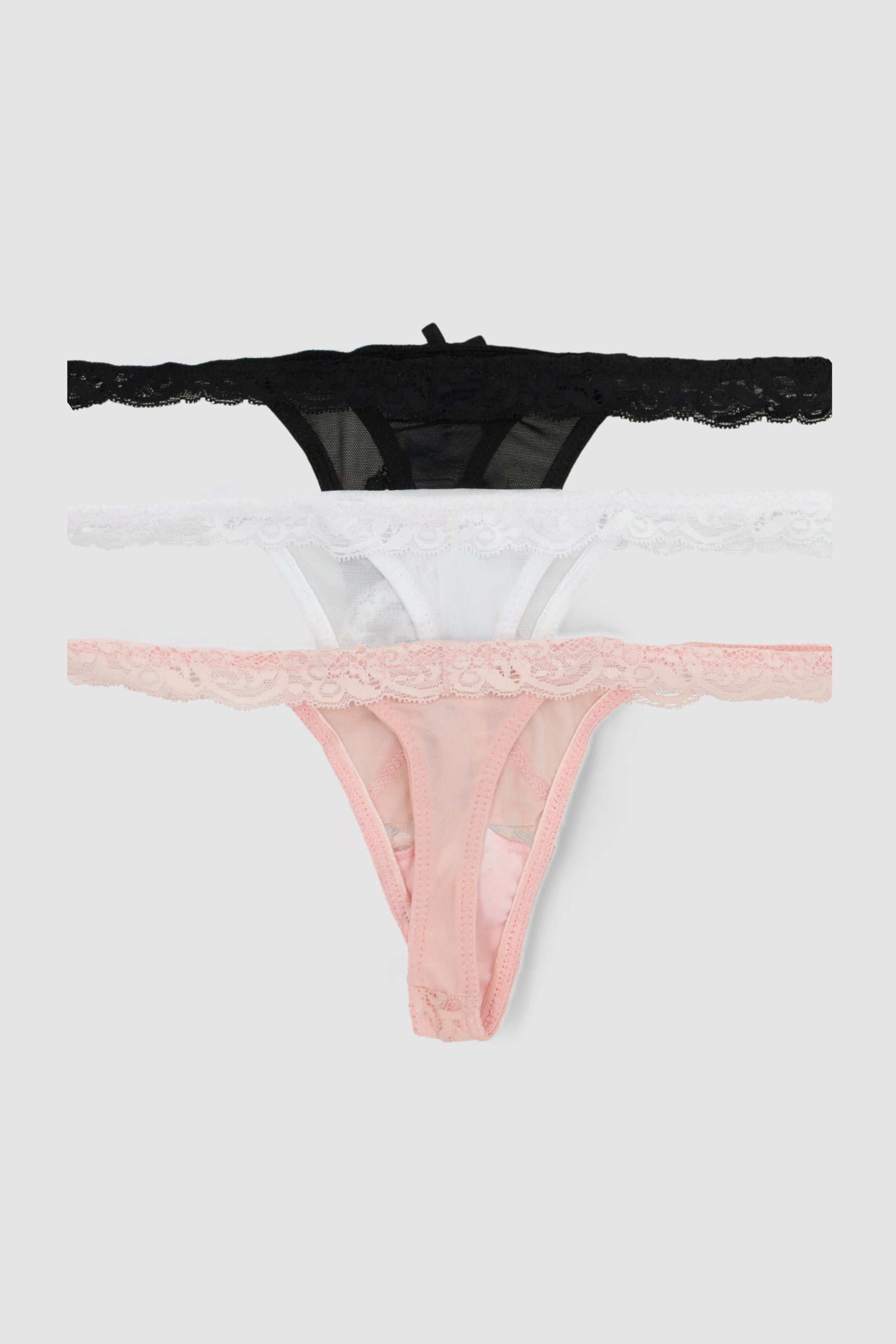 Tripack tanga mesh encaje NEGRO COMBO