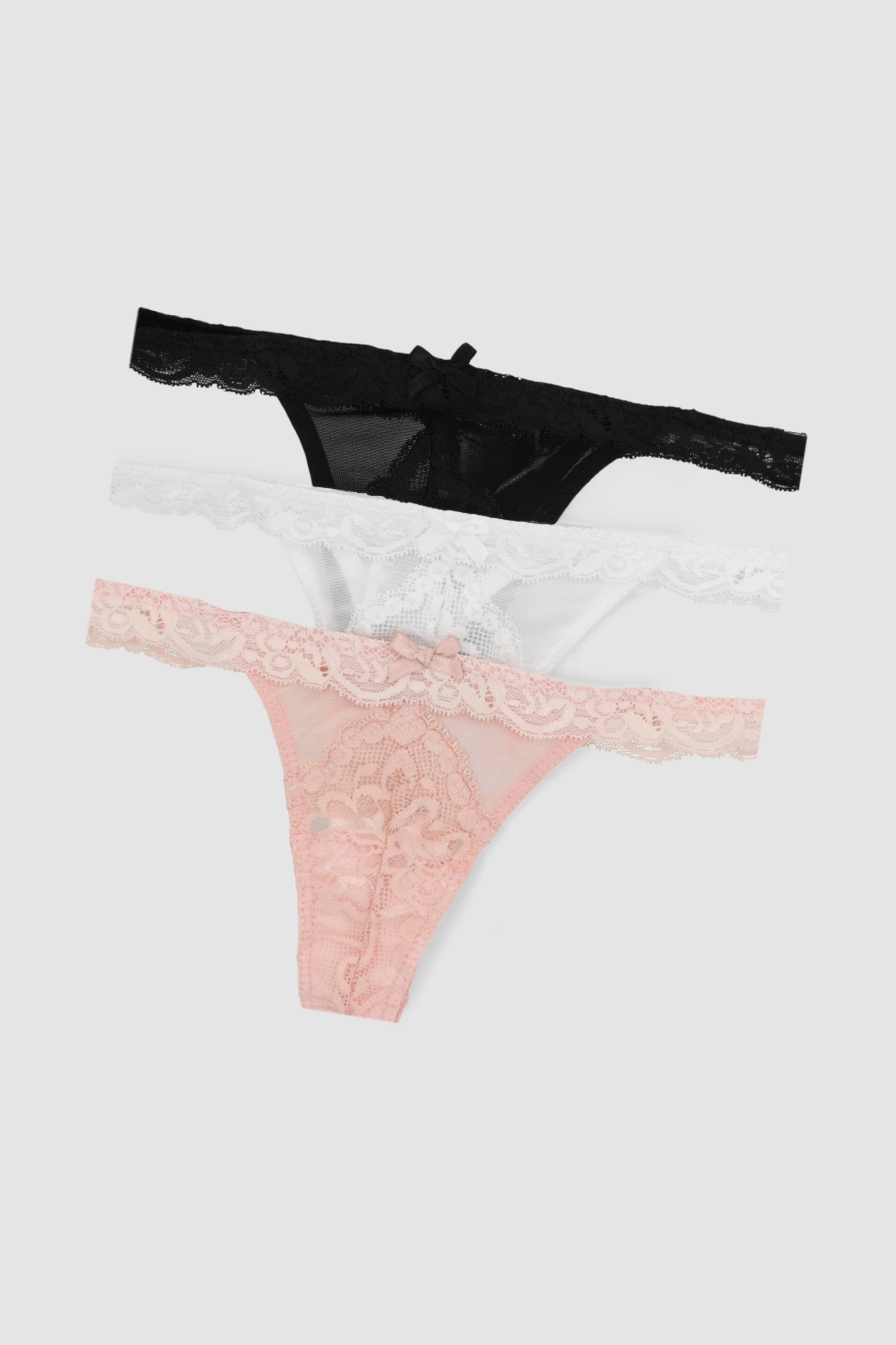 Tripack tanga mesh encaje NEGRO COMBO