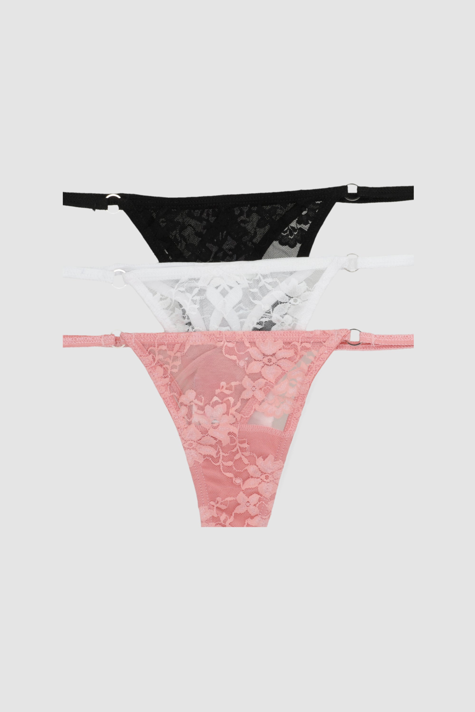 Tripack tanga encaje aros ROSA COMBO