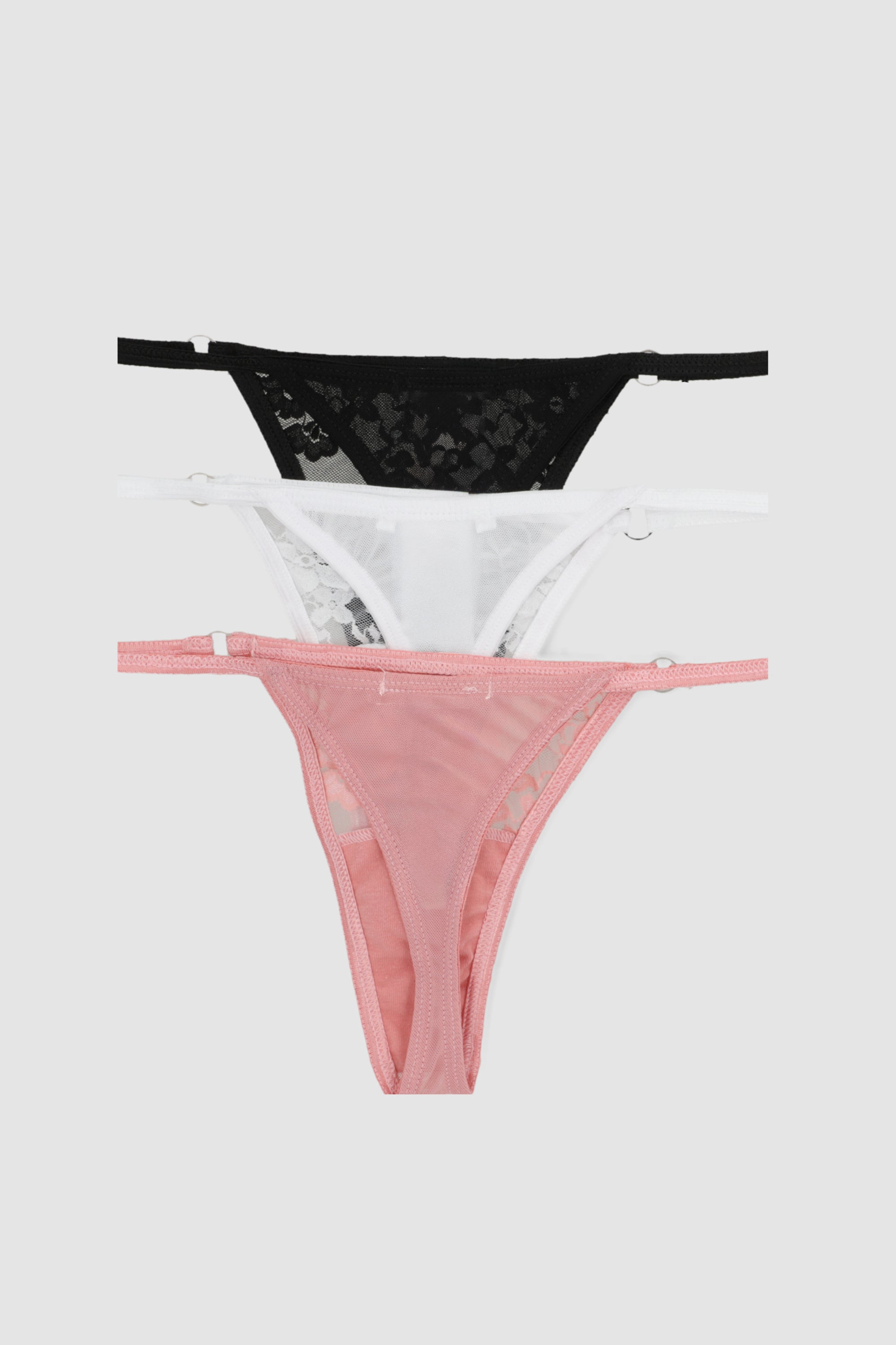 Tripack tanga encaje aros ROSA COMBO