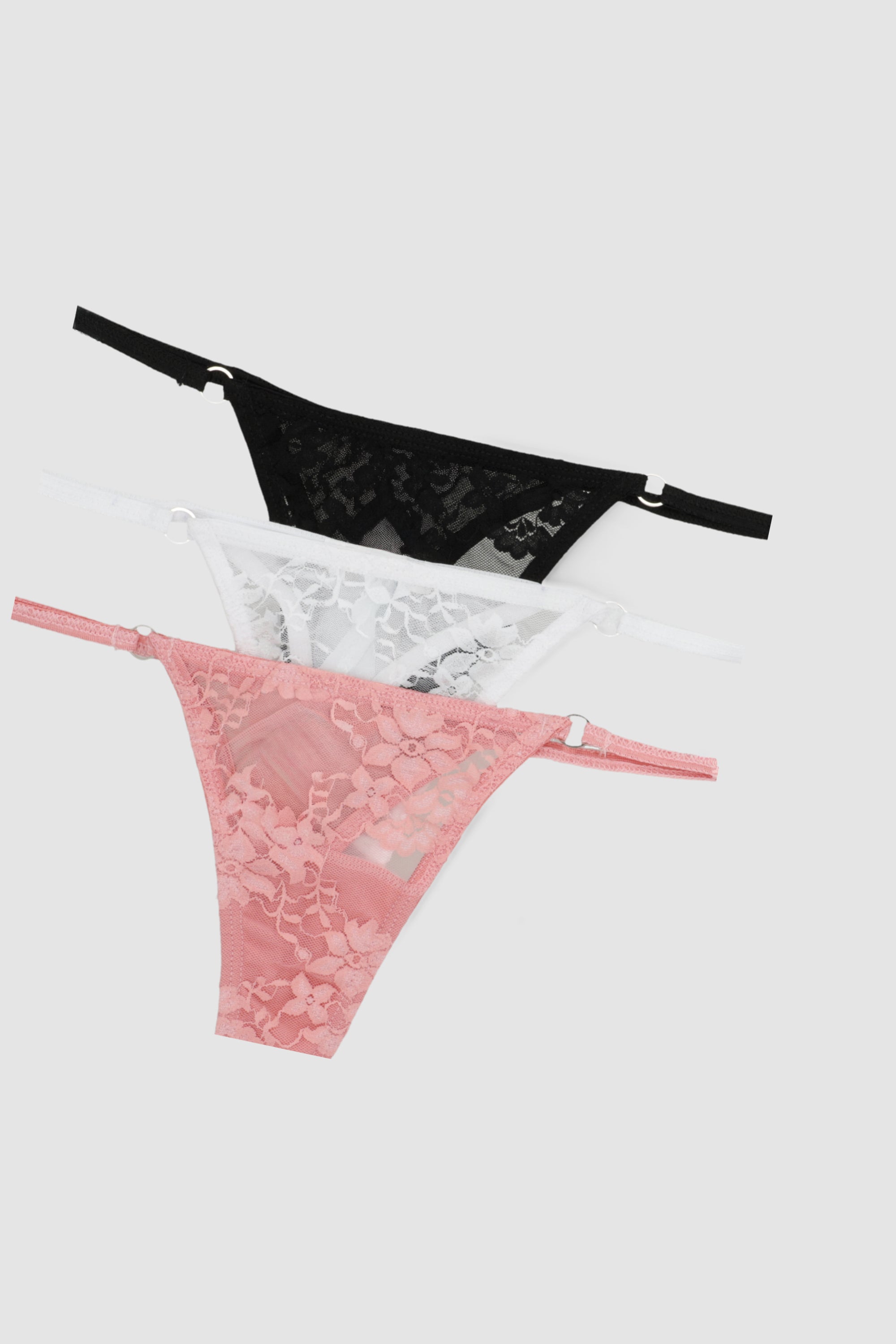 Tripack tanga encaje aros ROSA COMBO