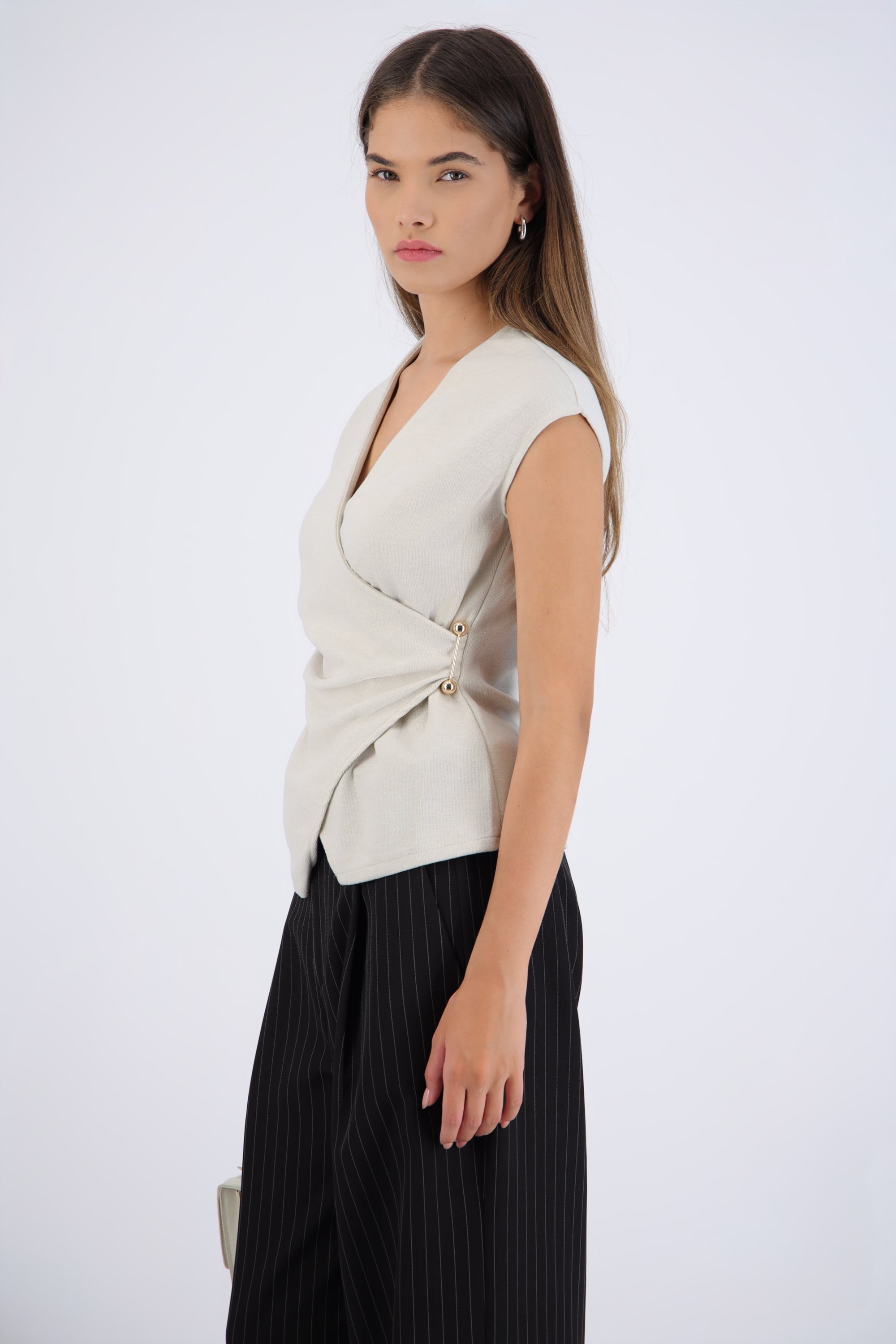 Top tejido suave detalle cintura