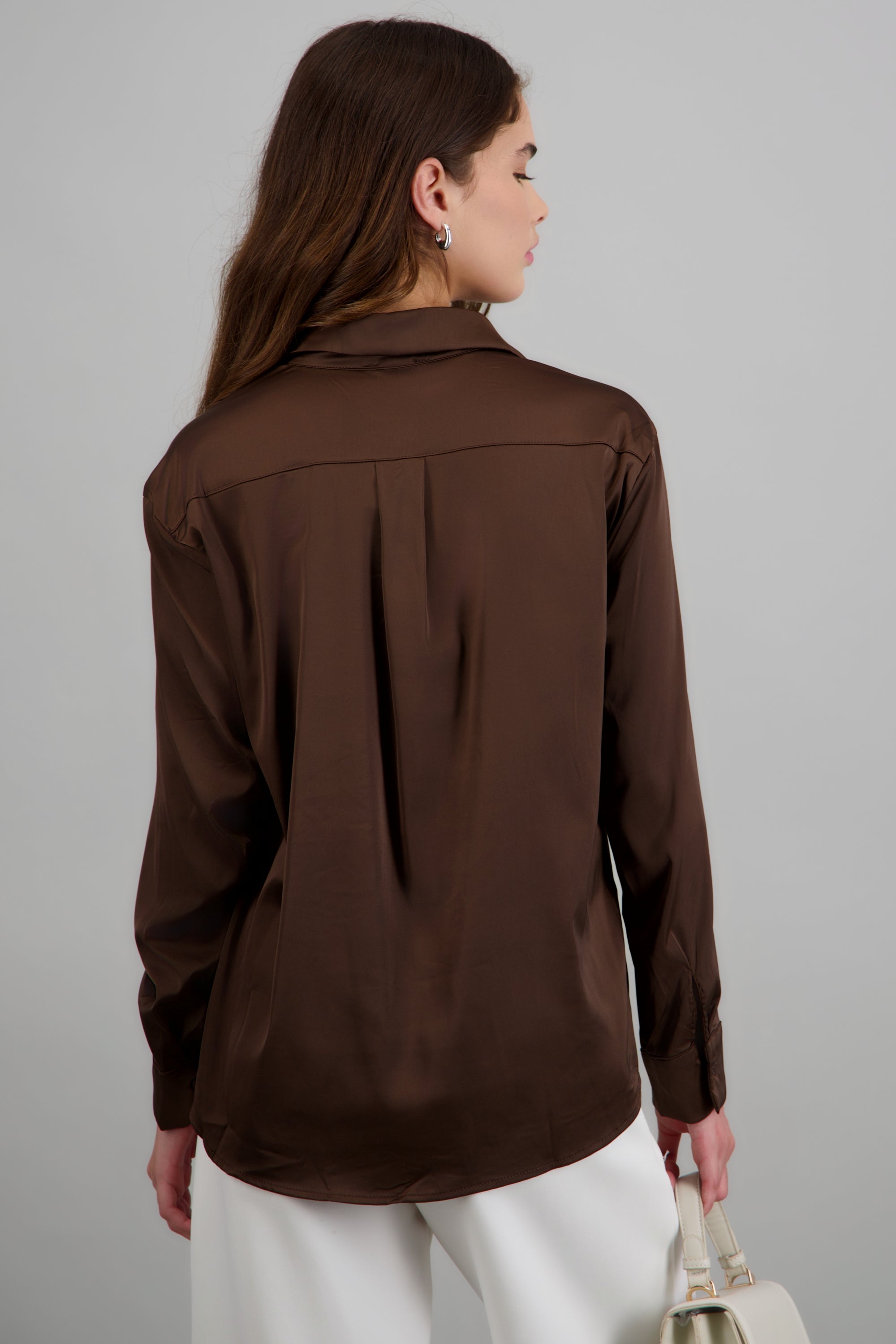 Camisa satinada bolsa CHOCOLATE