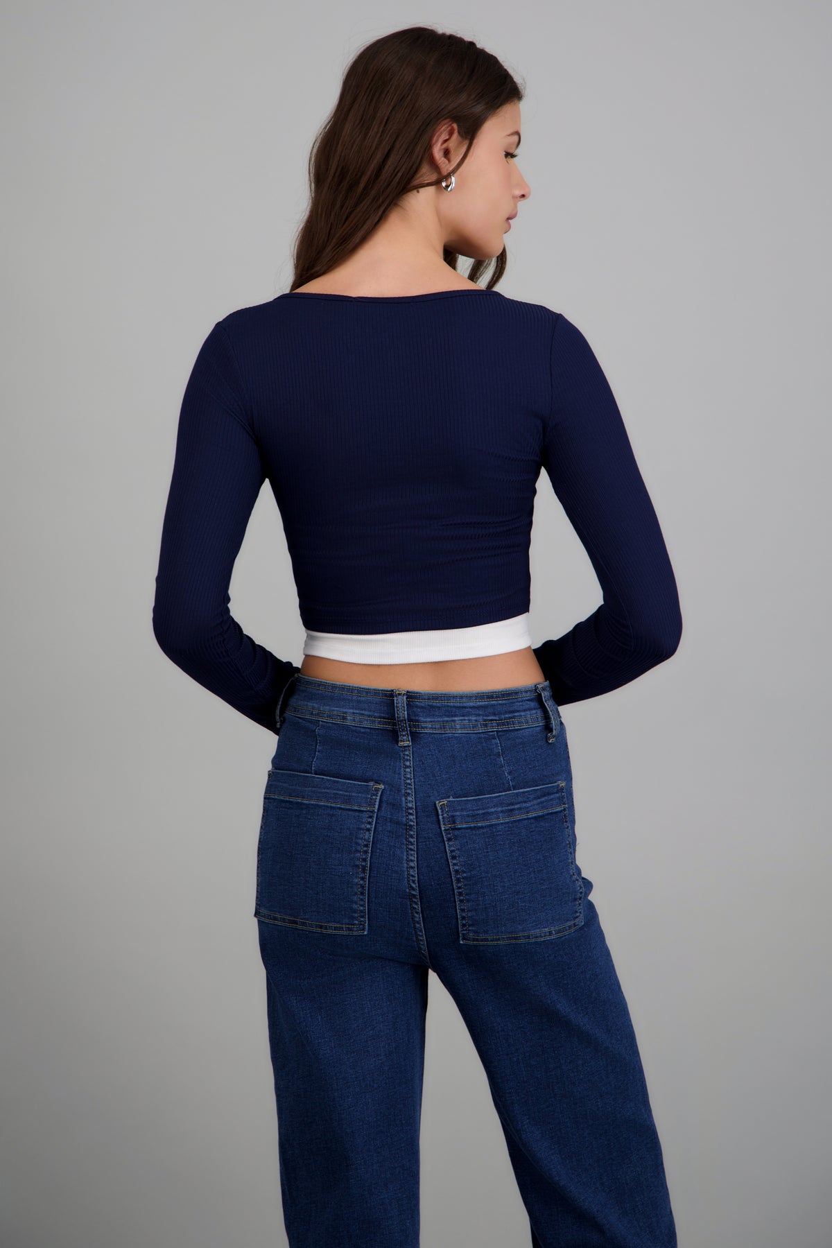 Top manga larga rib broches MARINO COMBO