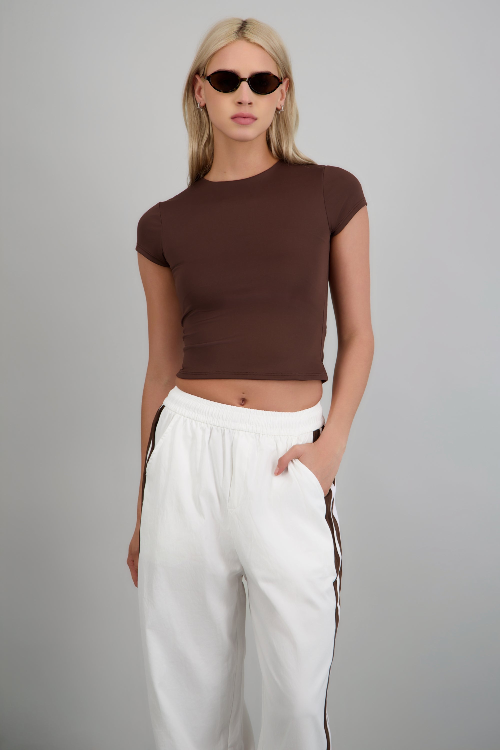 Top cuello redondo manga corta CAFE