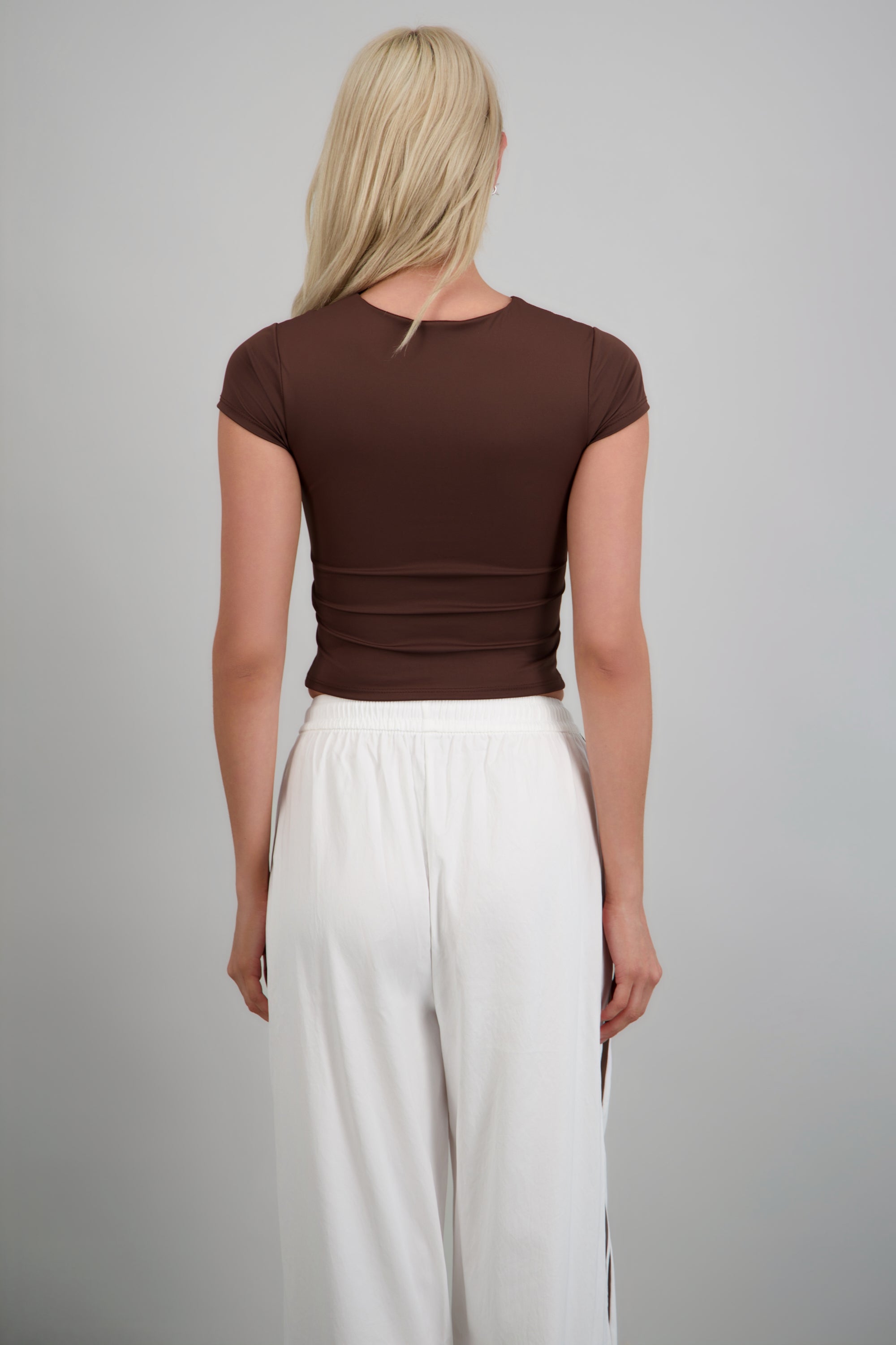 Top cuello redondo manga corta CAFE