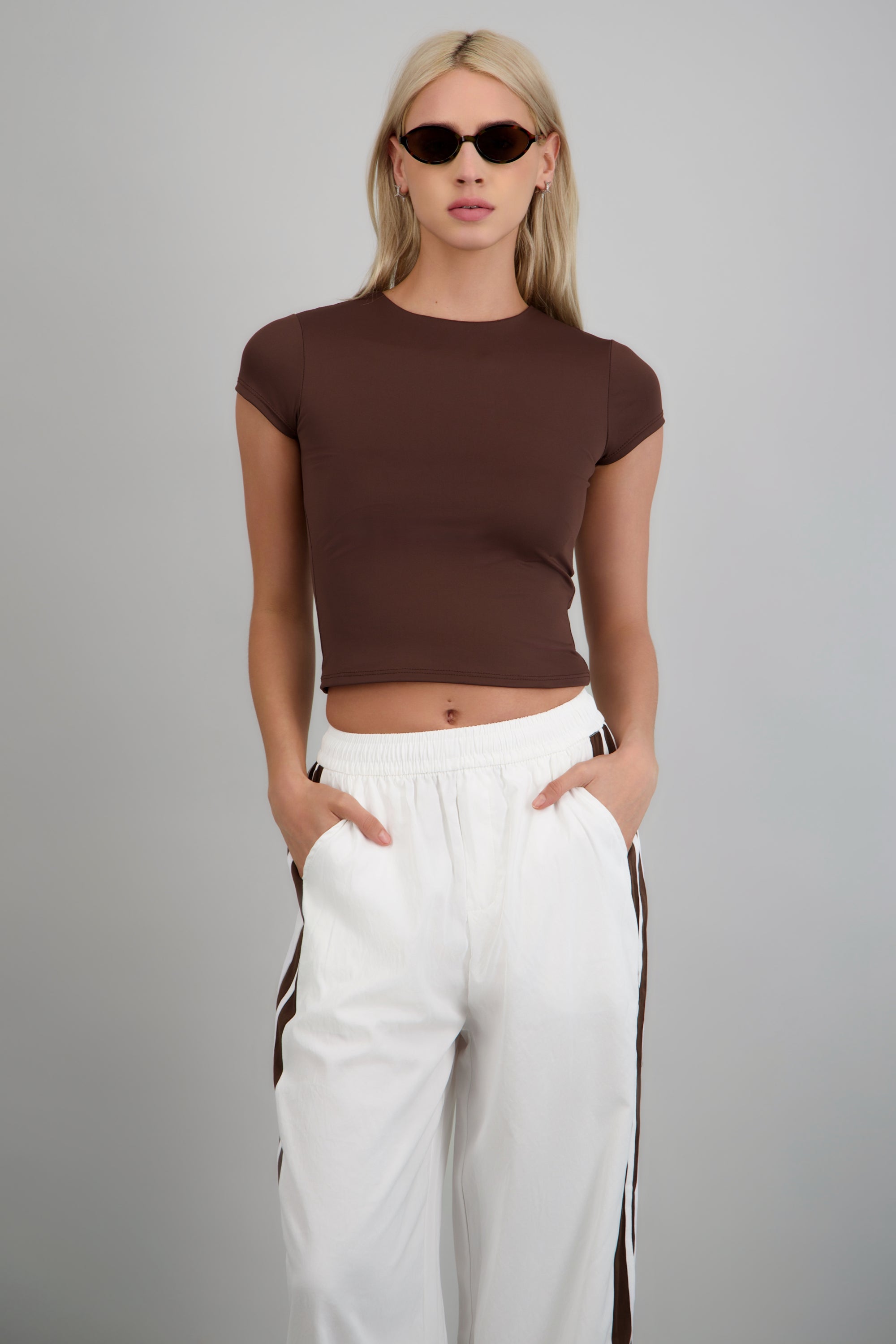 Top cuello redondo manga corta CAFE
