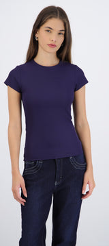 Top manga corta cuello redondo liso