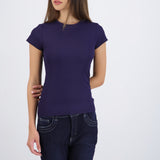 Top manga corta cuello redondo liso