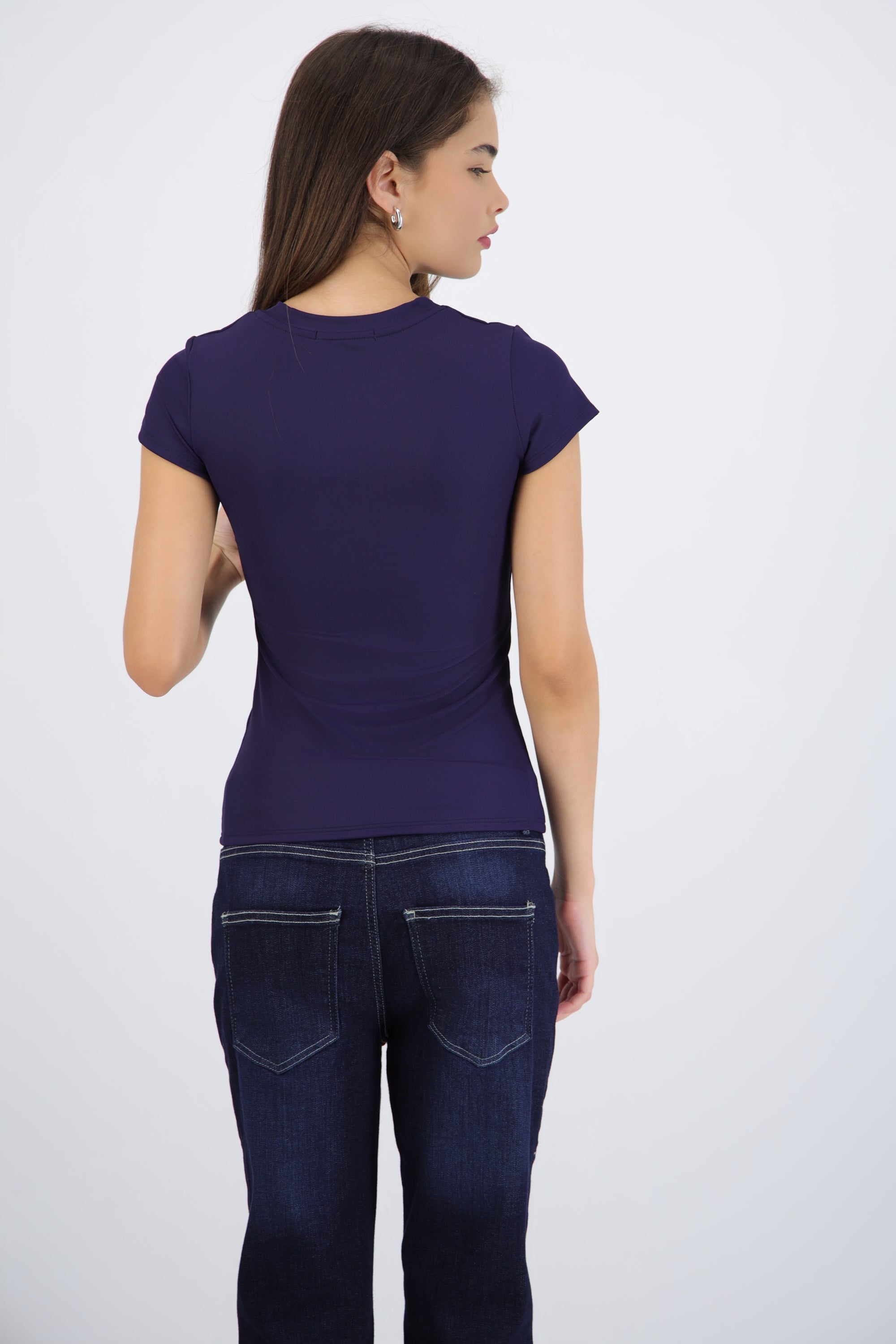 Top manga corta cuello redondo liso