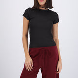 Top manga corta cuello redondo liso