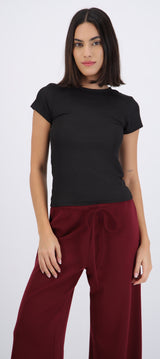 Top manga corta cuello redondo liso