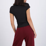 Top manga corta cuello redondo liso