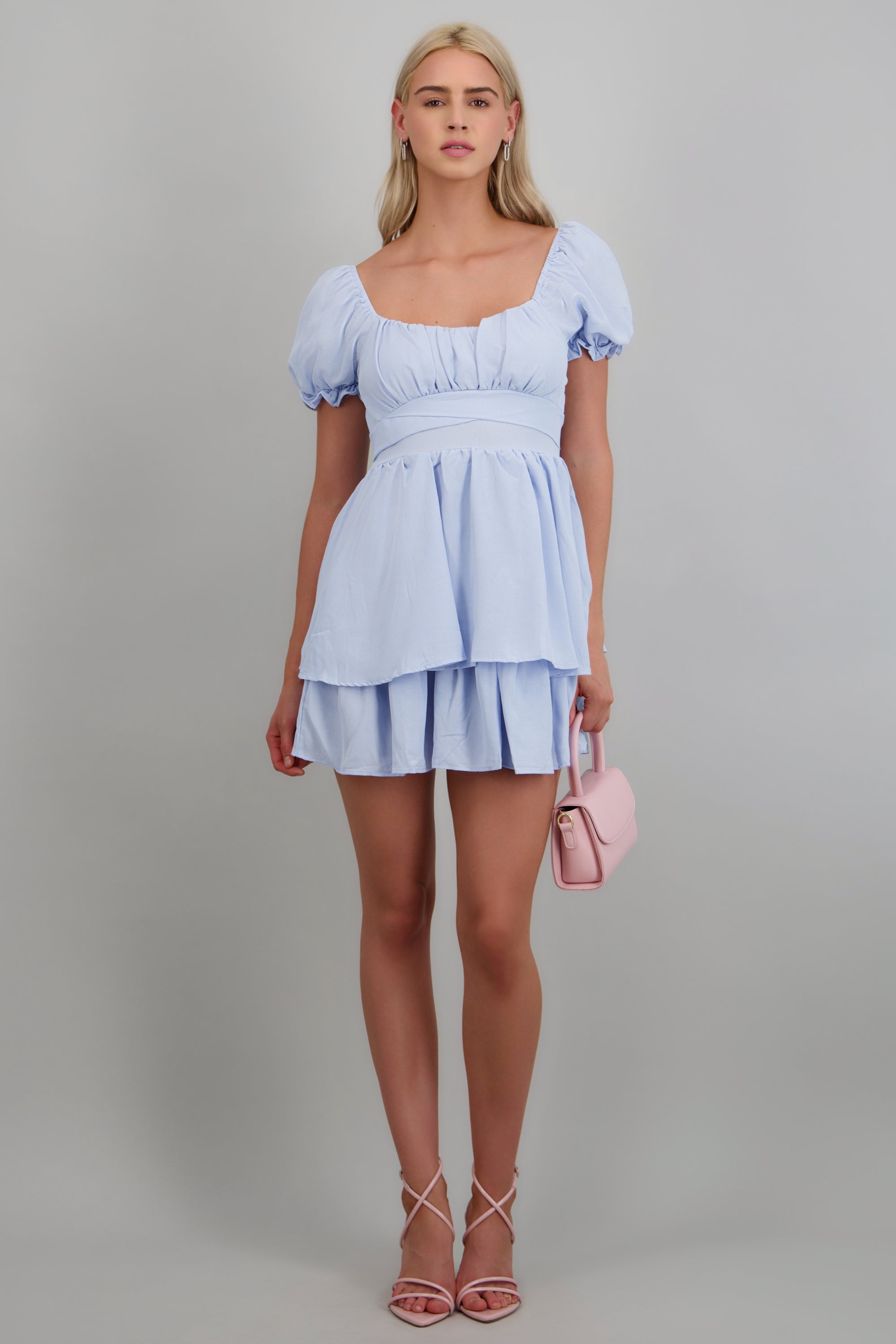 Vestido olanes liso AZUL CIELO