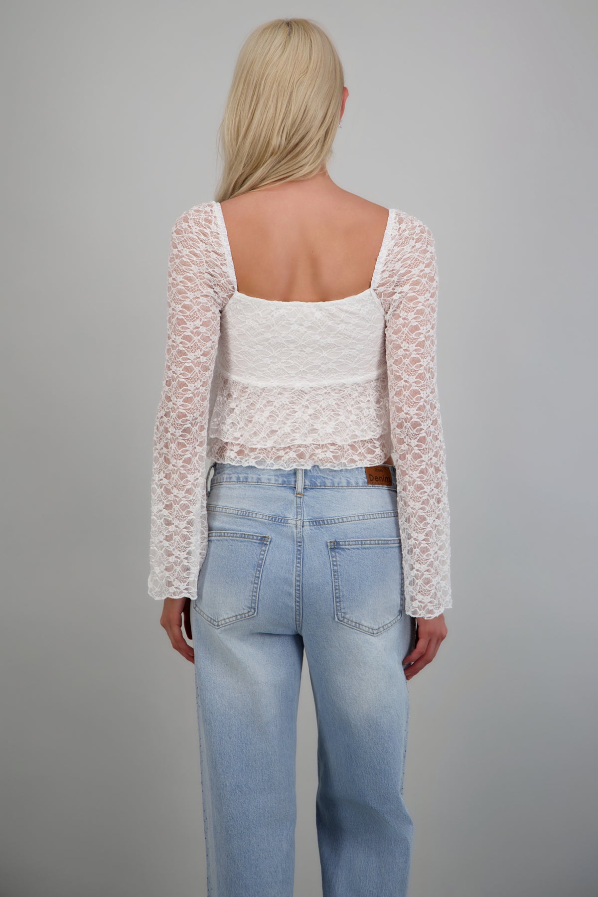 Top de encaje fit suelto BLANCO