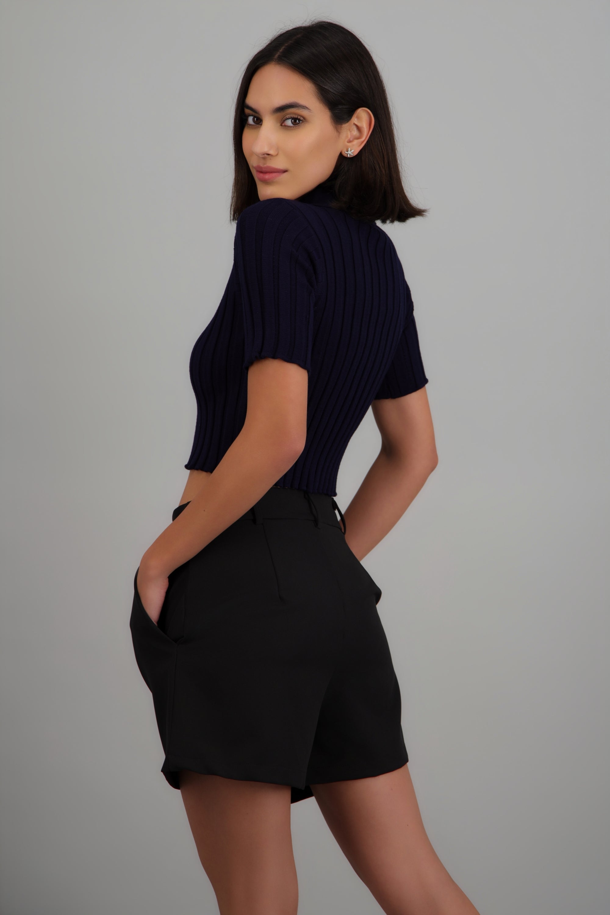 Top tejido polo detalle boton MARINO