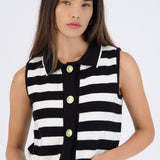 Top tejido rayas botones