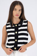 Top tejido rayas botones