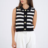 Top tejido rayas botones