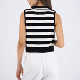 Top tejido rayas botones