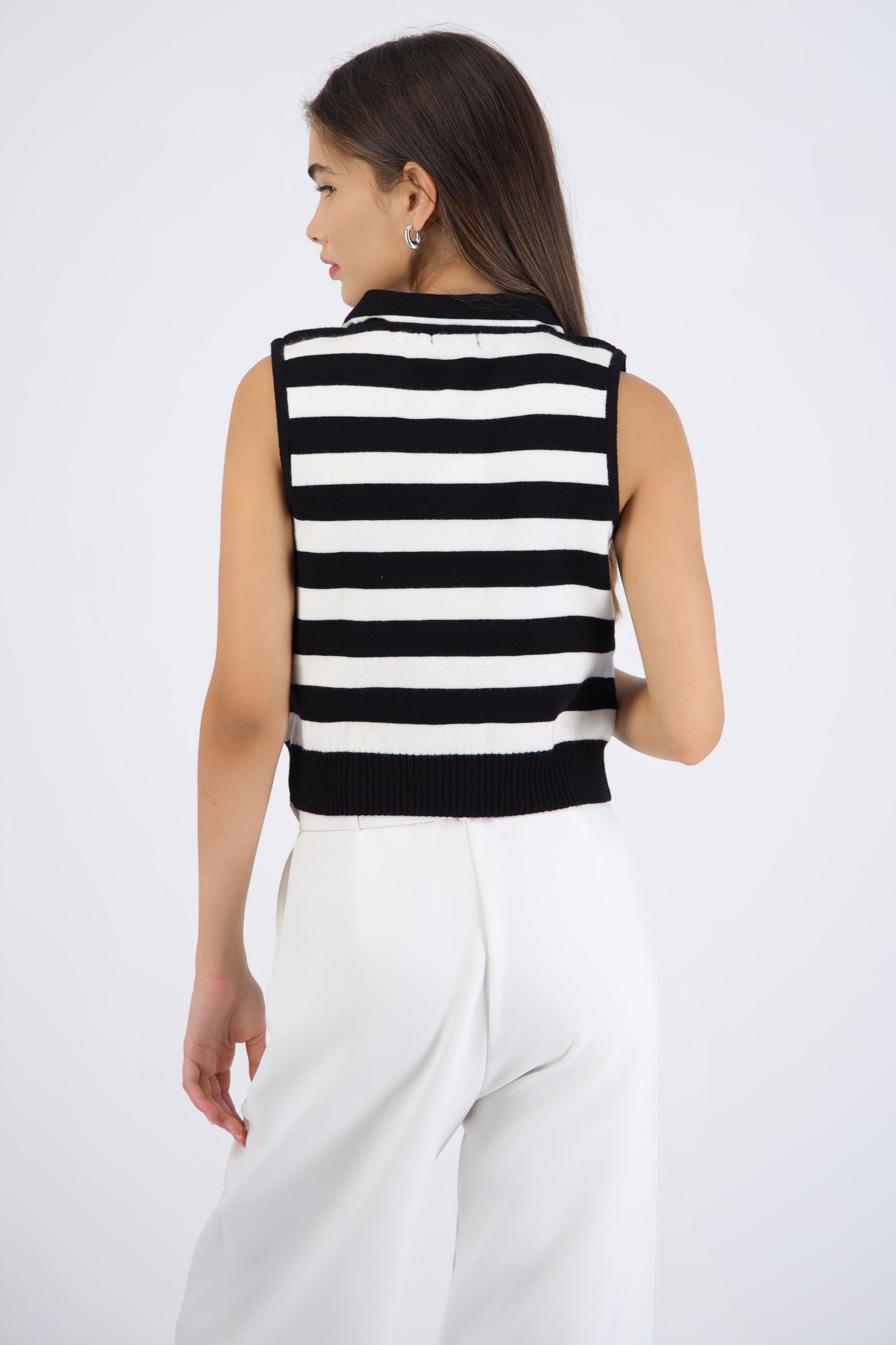 Top tejido rayas botones
