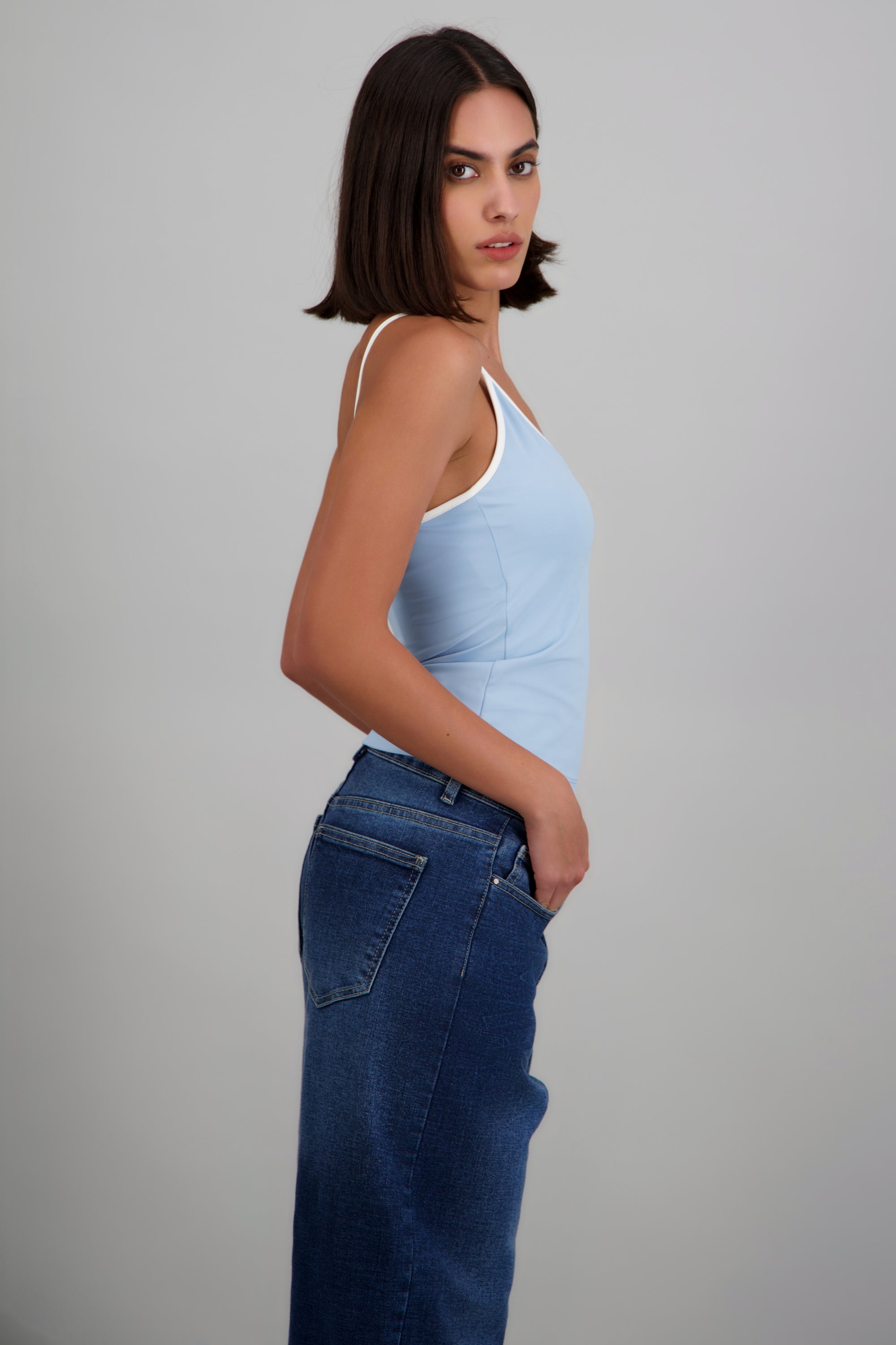 Top tirantes cuello v AZUL