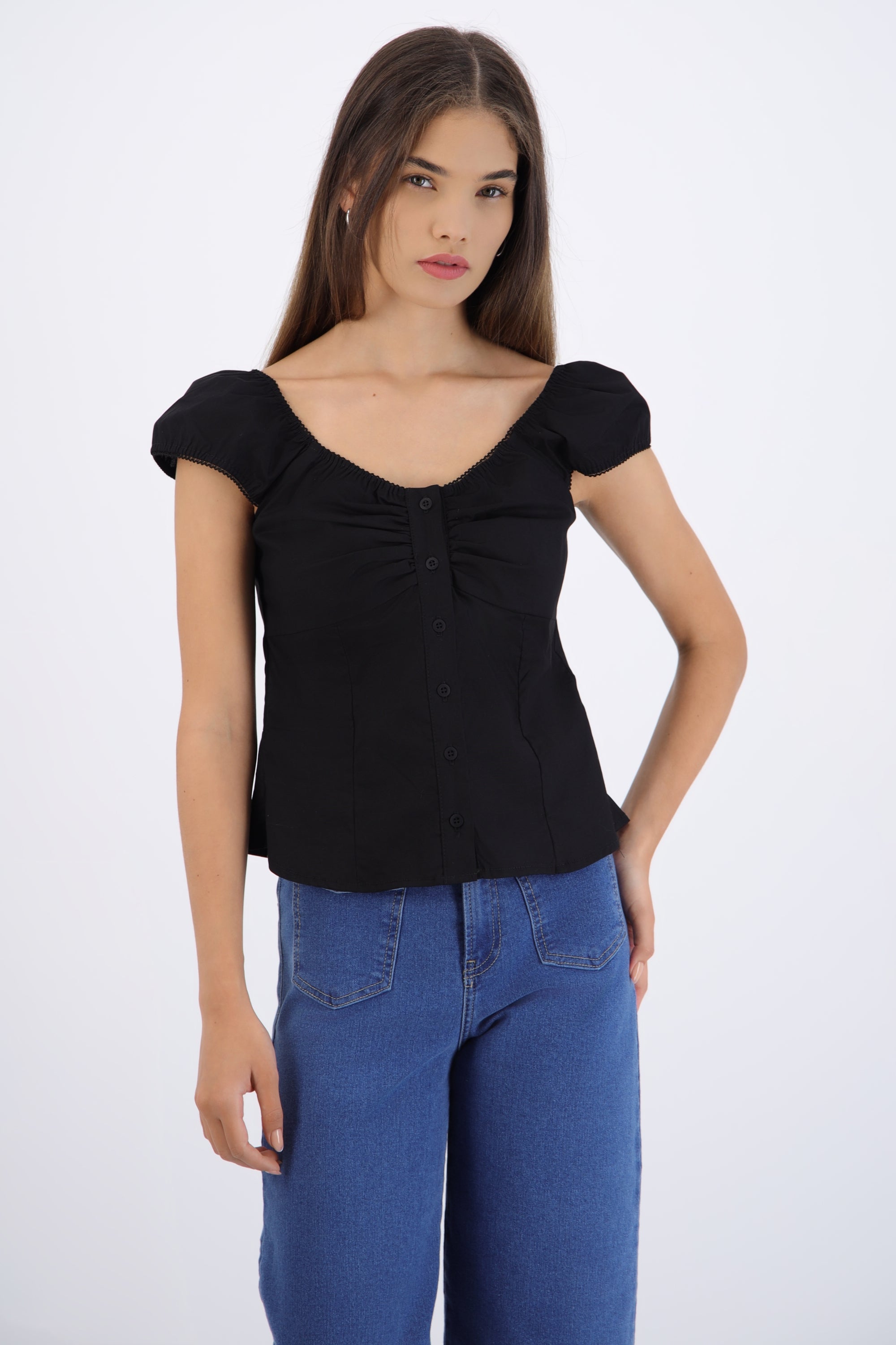 Top manga bubble detalle botones