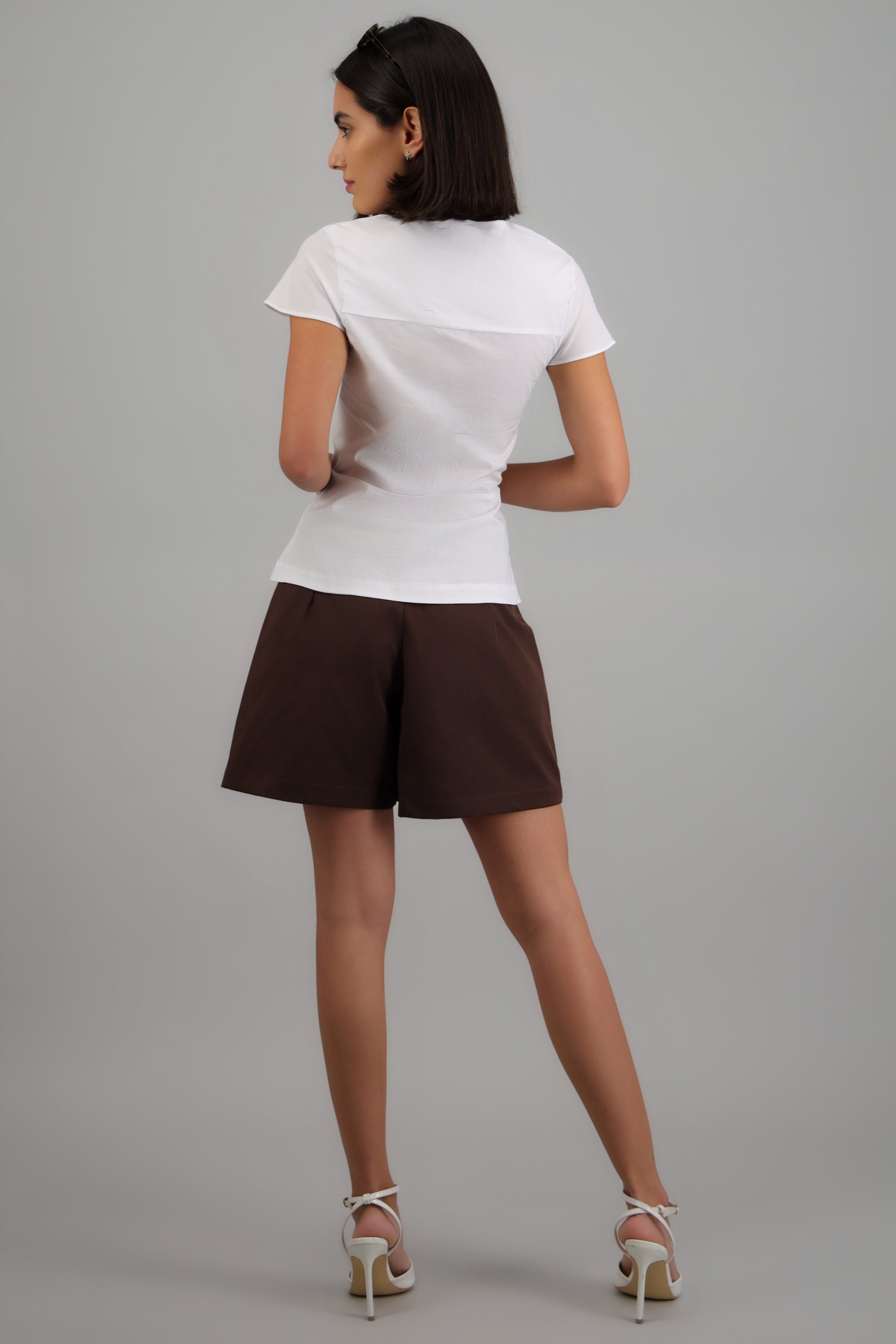 Falda short gabardina CHOCOLATE