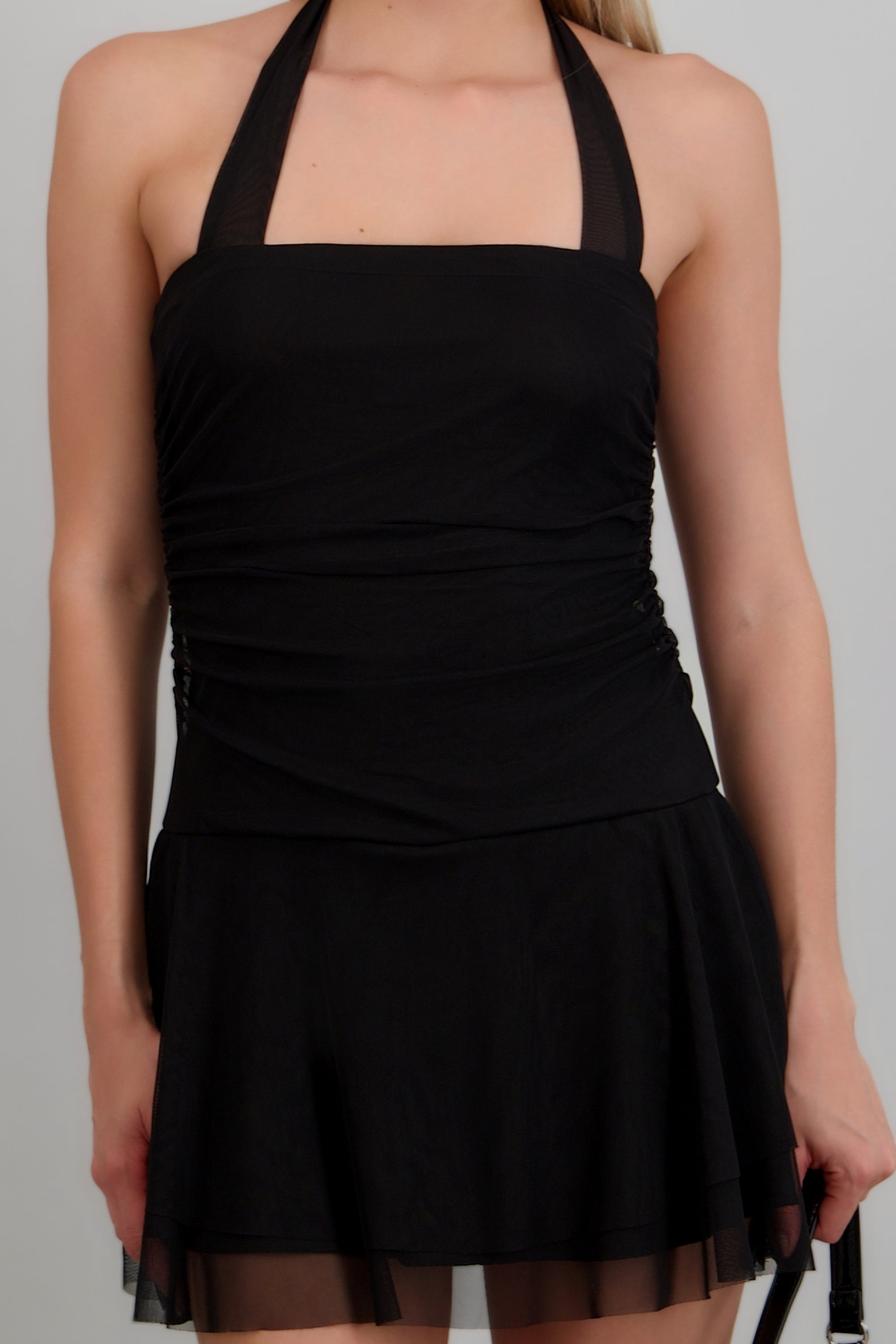 Vestido mesh halter NEGRO